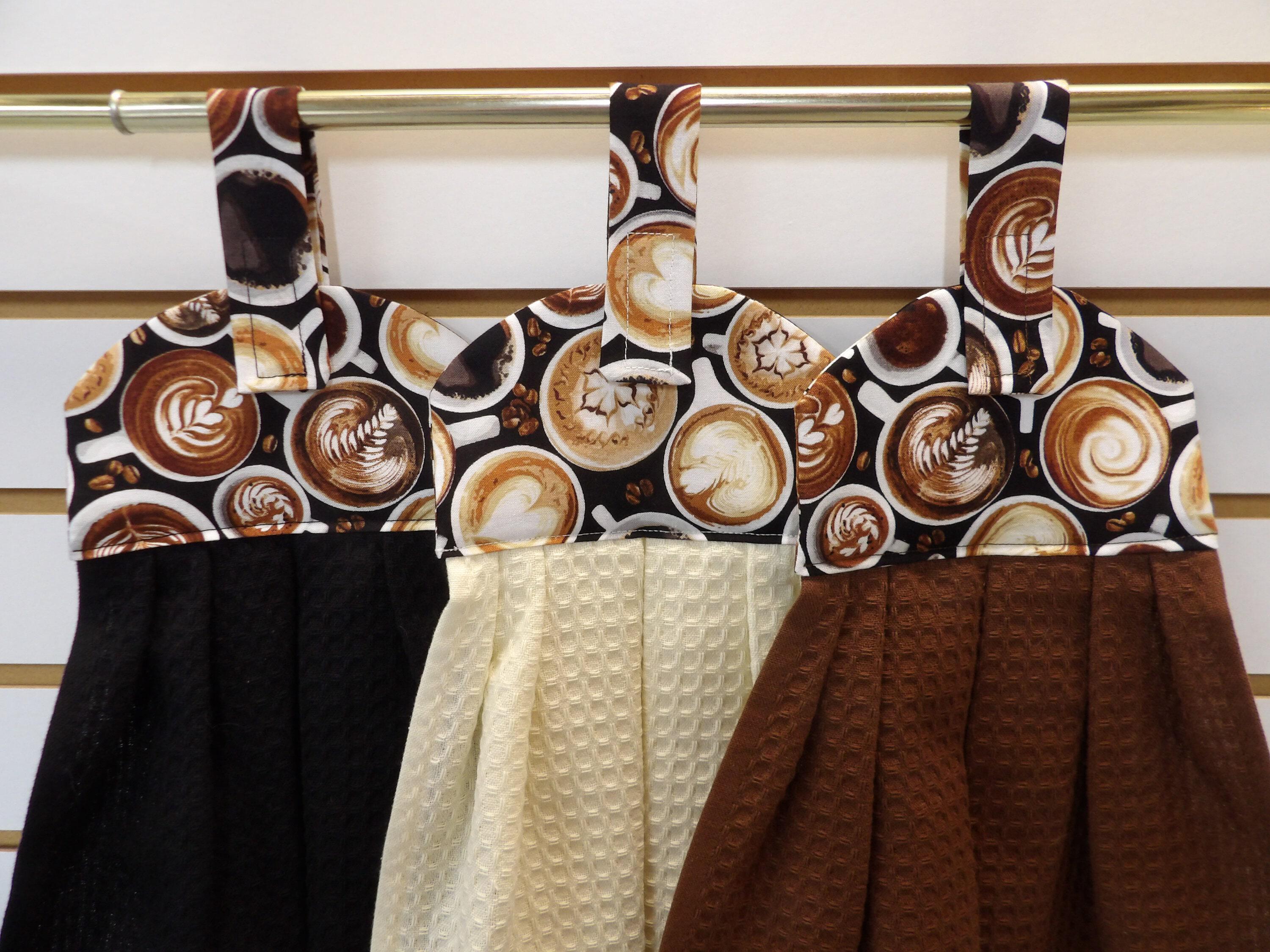 Products :: 997 Hanging dish towels with fancy coffee theme. You