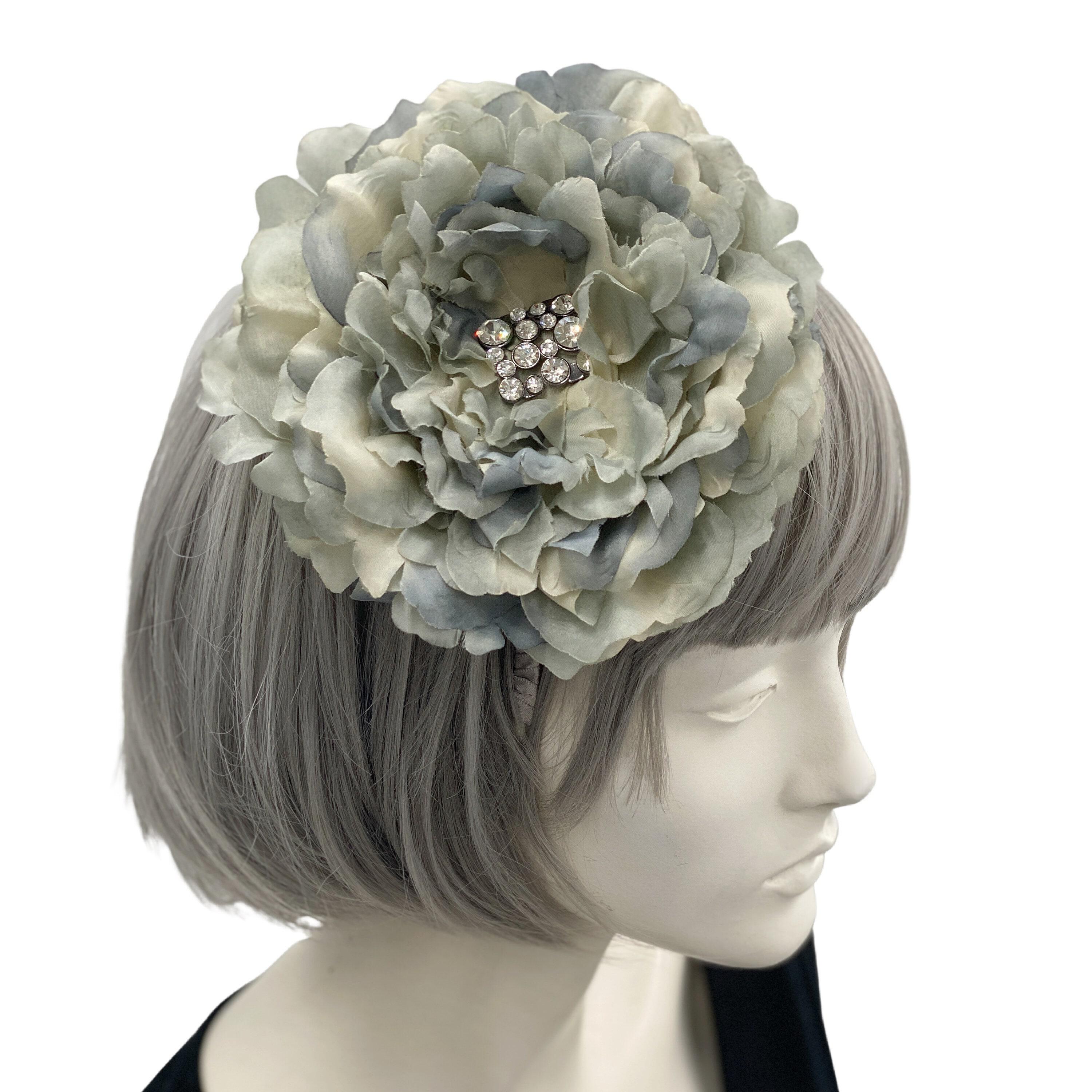 Products Hair Flower, Silver Fascinator, Gray Flower
