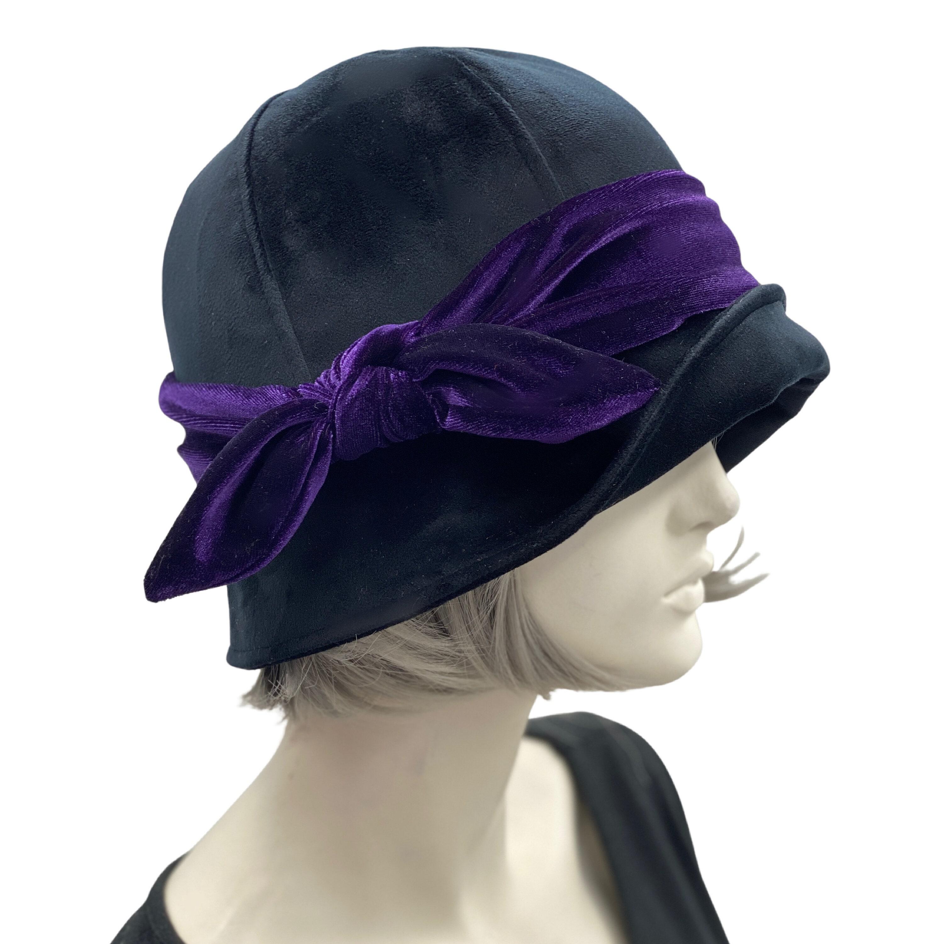 Black velvet cheap cloche hat