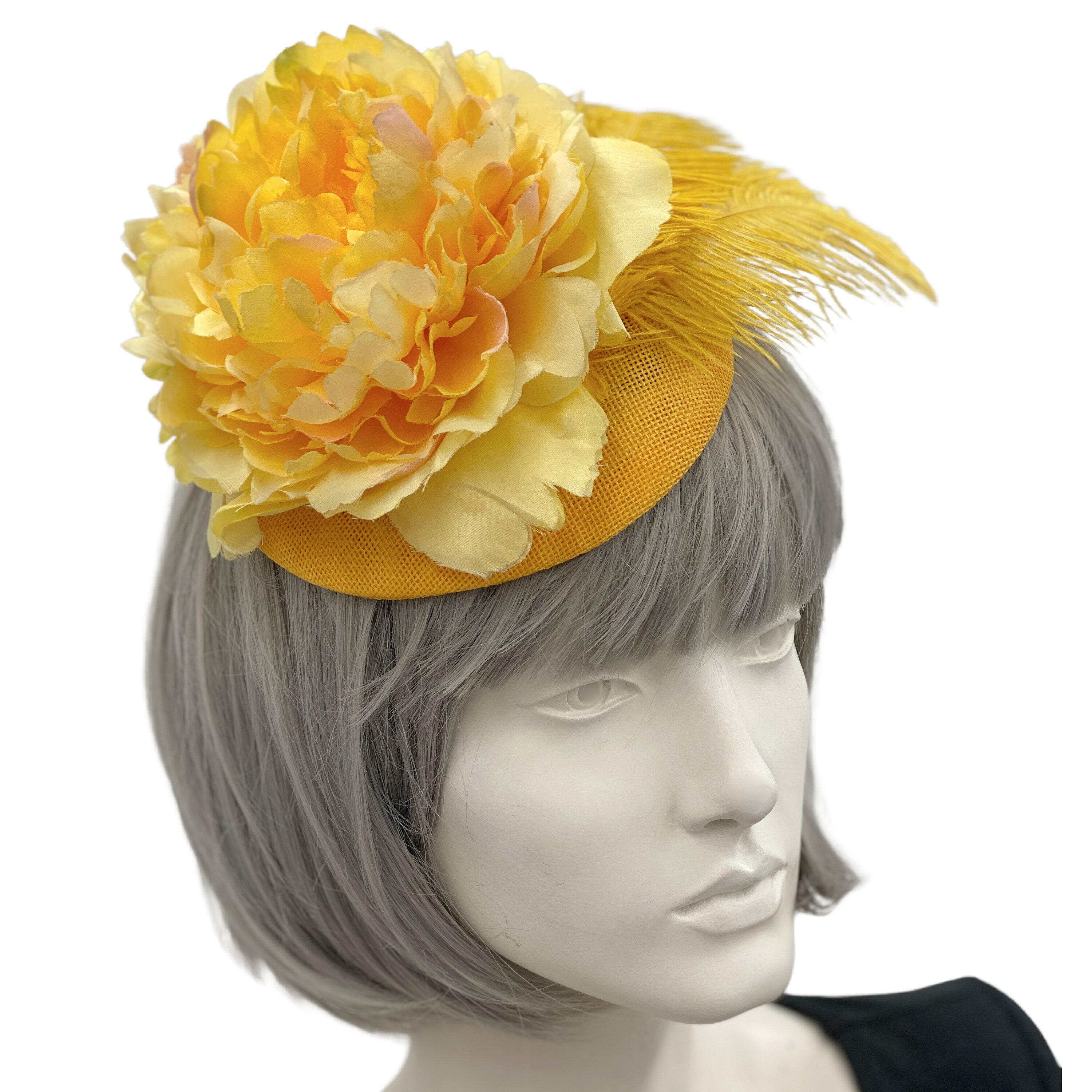 Sunny Times!, popular feather Fascinator, Fascinator, Yellow Hat, Yellow Fascinator, Tea Party Hat, Wedding Hat, Bridal Hat, Headband, Party Hat