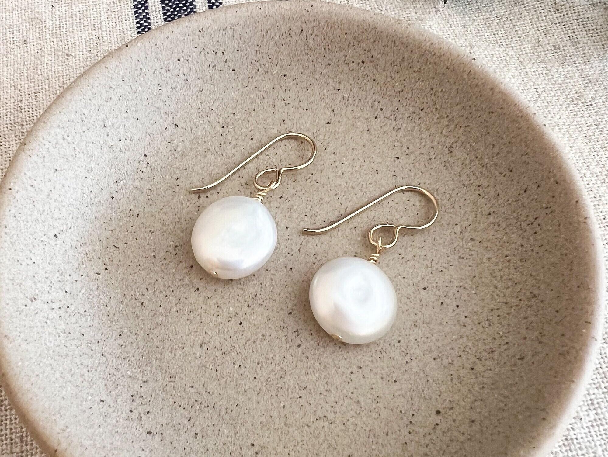 Jewelry :: Earrings :: Dangle & Drop Earrings :: Freshwater Coin Pearl Drop  Earrings, Gold Filled or Titanium Earring Hooks