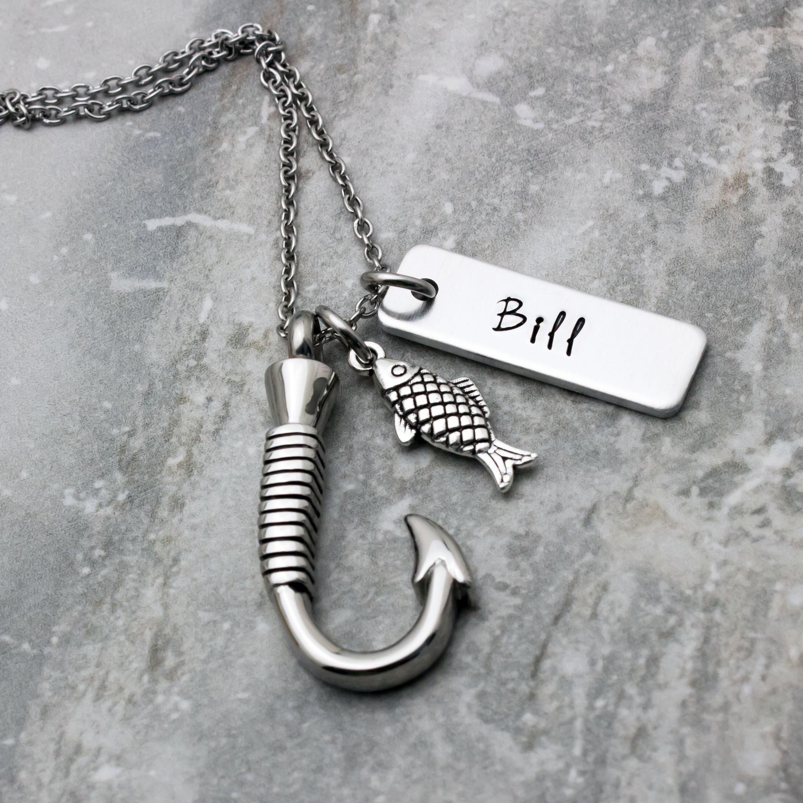 Fish Urn Necklace Fishing in Heaven Cremation Jewelry Personalized
