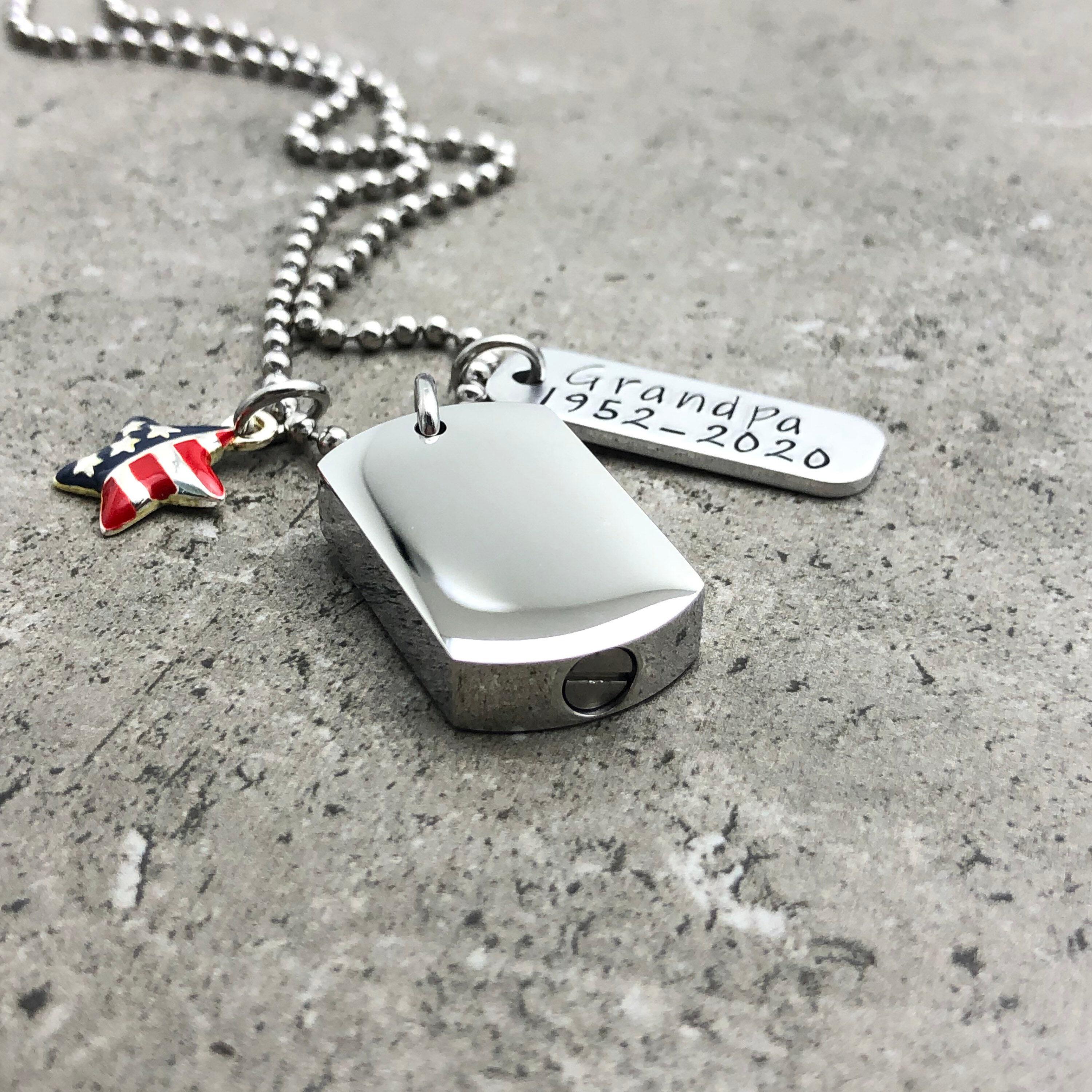 Department of The Army Dog Tag Cremation Jewelry Engraved Pendant - Silver