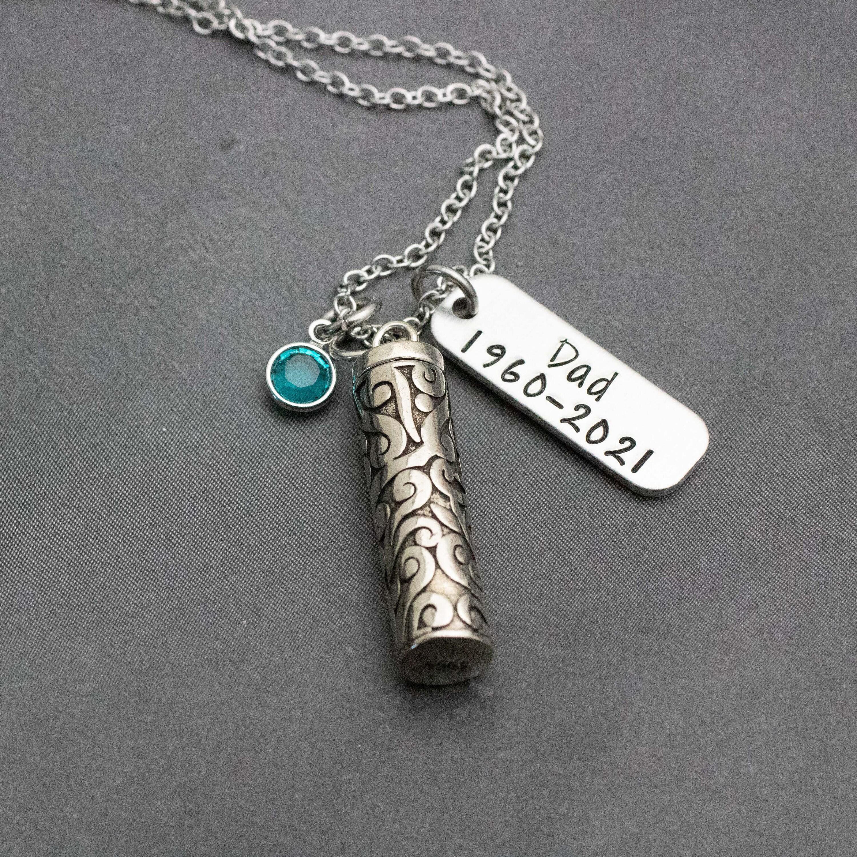 Urn Ashes Necklace Personalized - Sterling Silver Cremation Jewelry