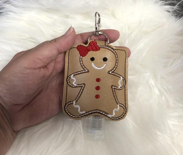 Embroidered Gingerbread Hand Sanitizer Holder