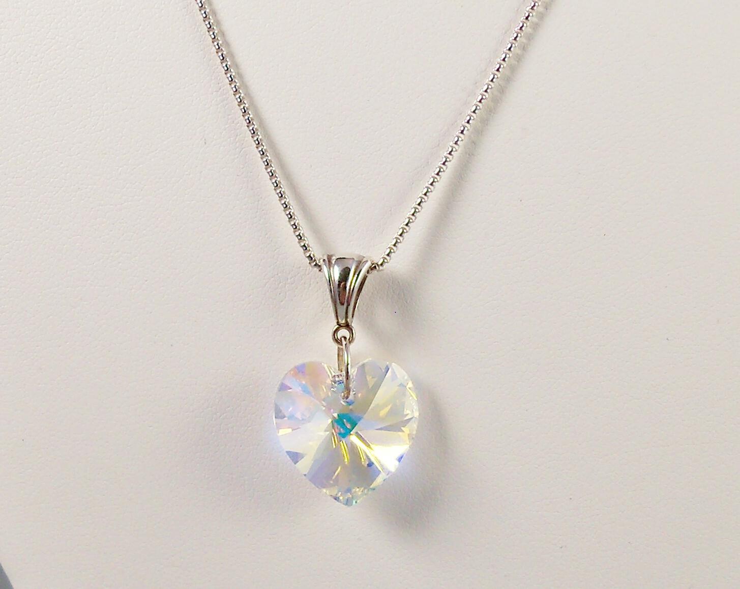 Aurora Borealis Swarovski Crystal Heart Pendant, Iridescent Crystal  Necklace, 18 mm Heart Prism Jewelry