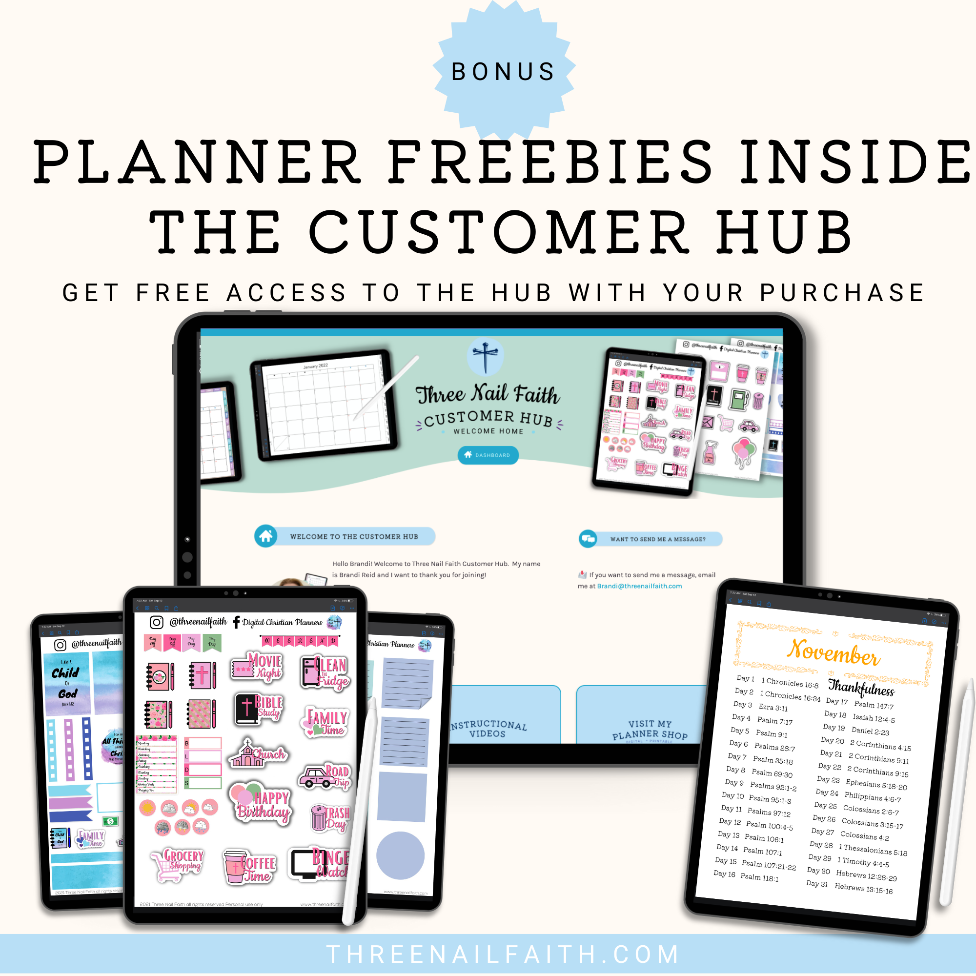 Free Christian Digital Planners and Digital Stickers, Customer Hub