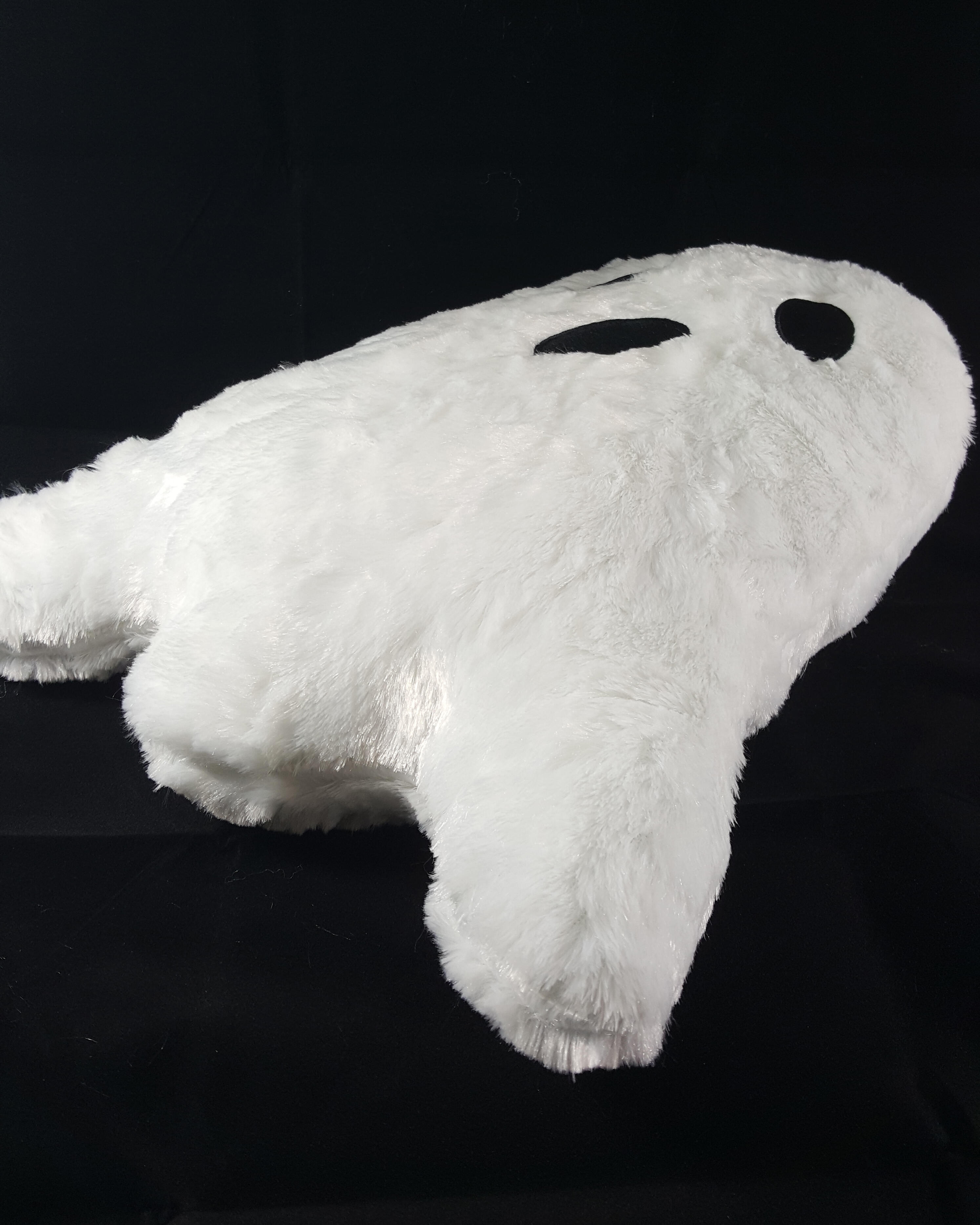Home & Living :: Home Decor :: Pillows & Cushions :: Furry Ghost Pillow,  Halloween Decor, black and white, spooky stuffed animal, ghoul, halloween  pillow, plush, party decorations, goth gift cute