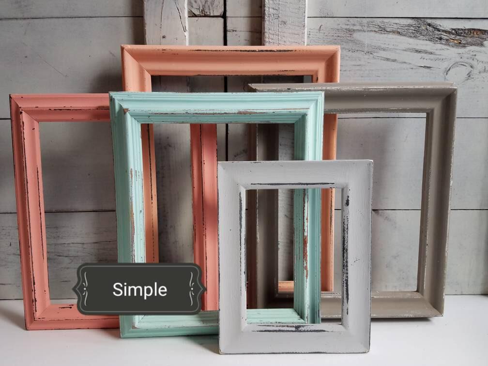 Products :: Matching Assortment Serene Small Collage Picture Frames,  Subdued Rainbow Customized Wall for Wedding Photos. Sizes 4x6-11x14, ATHENS