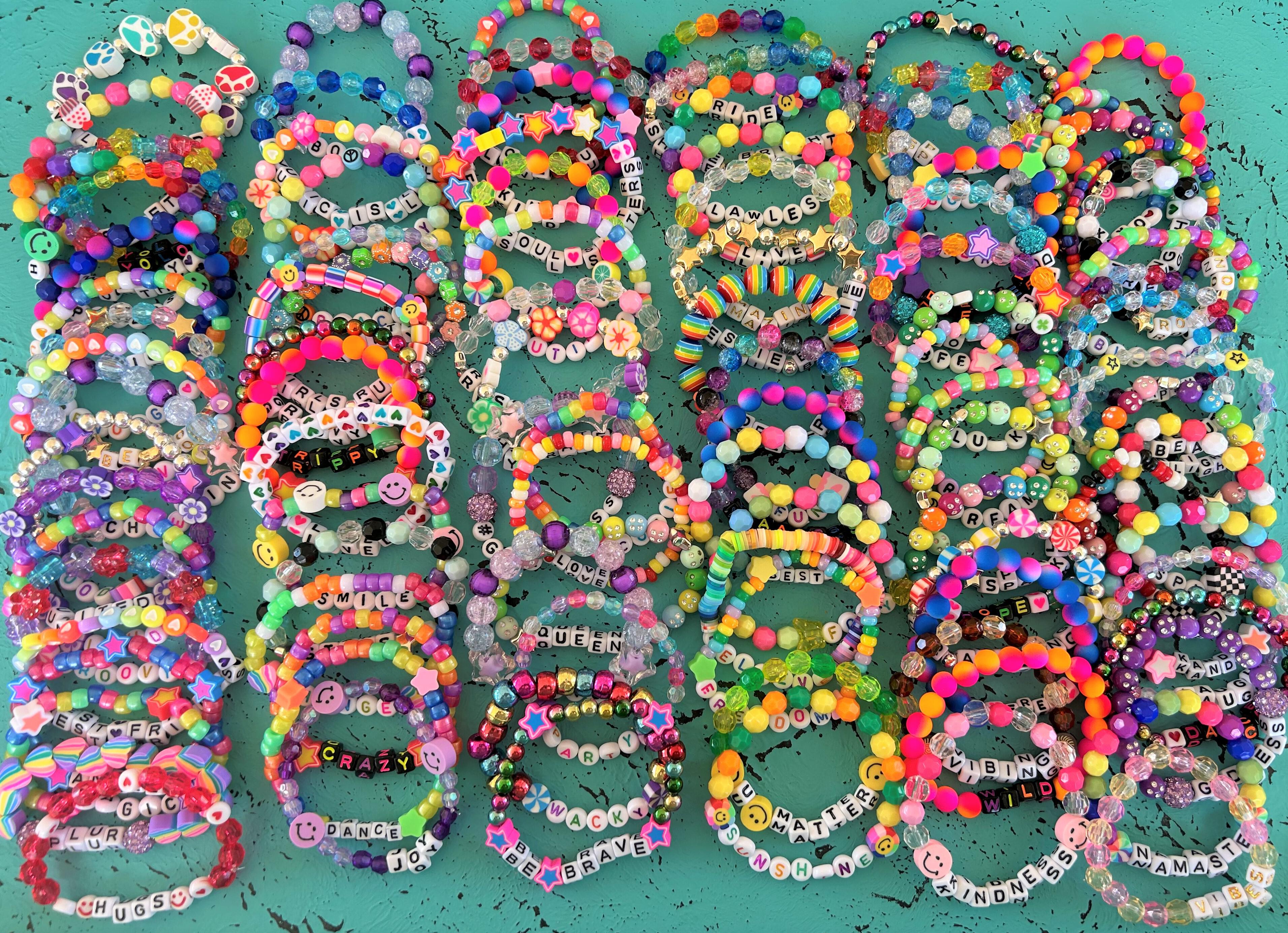 20 Single Random Kandi bracelets for EDM Rave Festivals- Customize