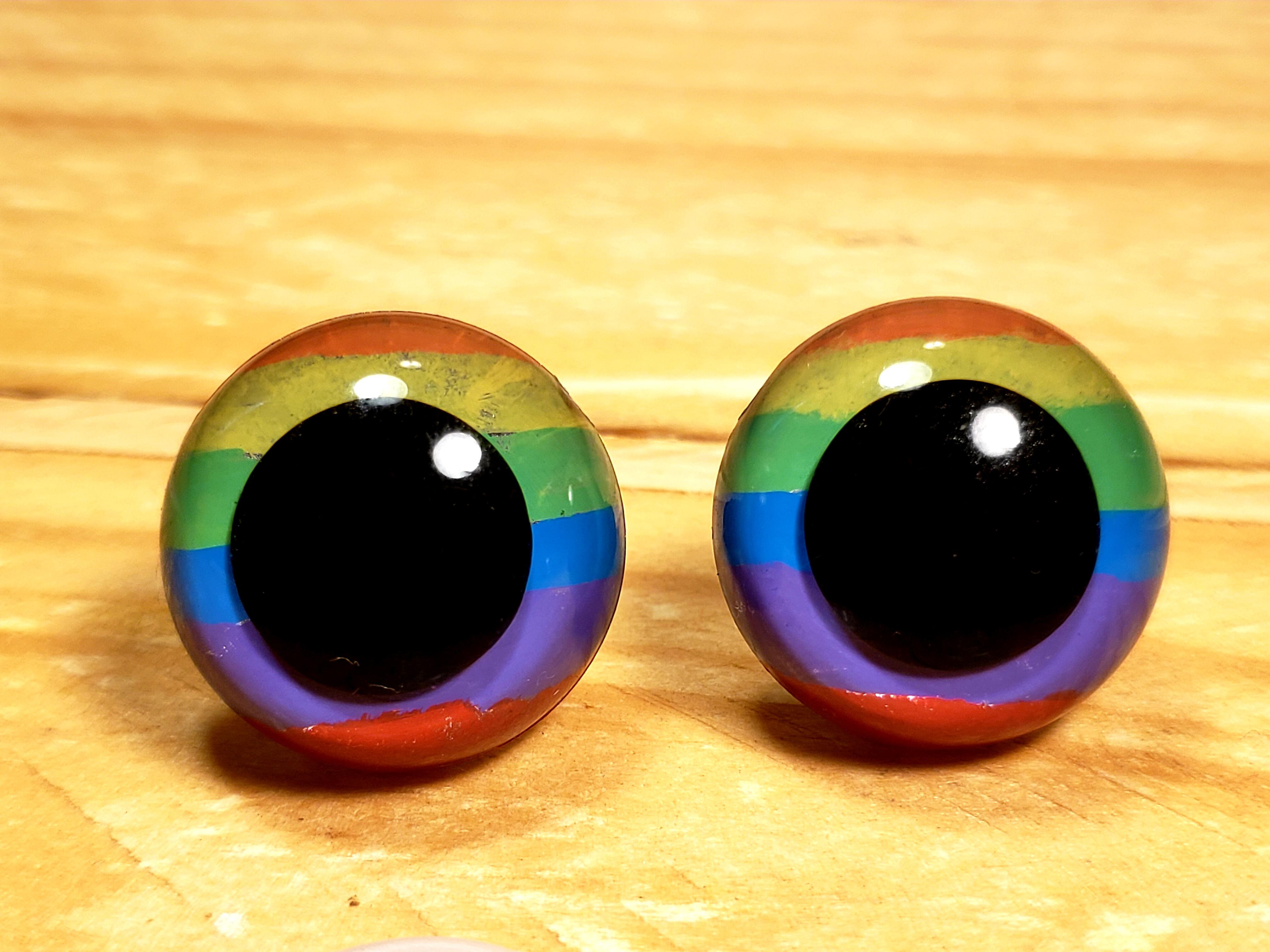 Handmade Supplies :: Sewing & Fiber :: Fiber Art Tools :: 1 Pair 22mm  Rainbow Fan Plushie Safety Eyes
