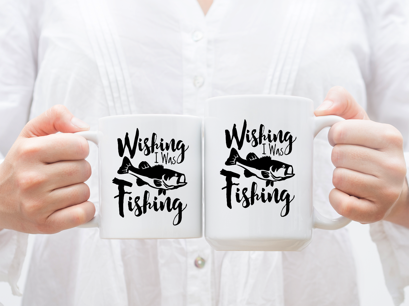 Home & Living :: Kitchen & Dining :: Drinkware :: Wishing I Was Fishing,  Angler, Fisherman, Coffee Mug