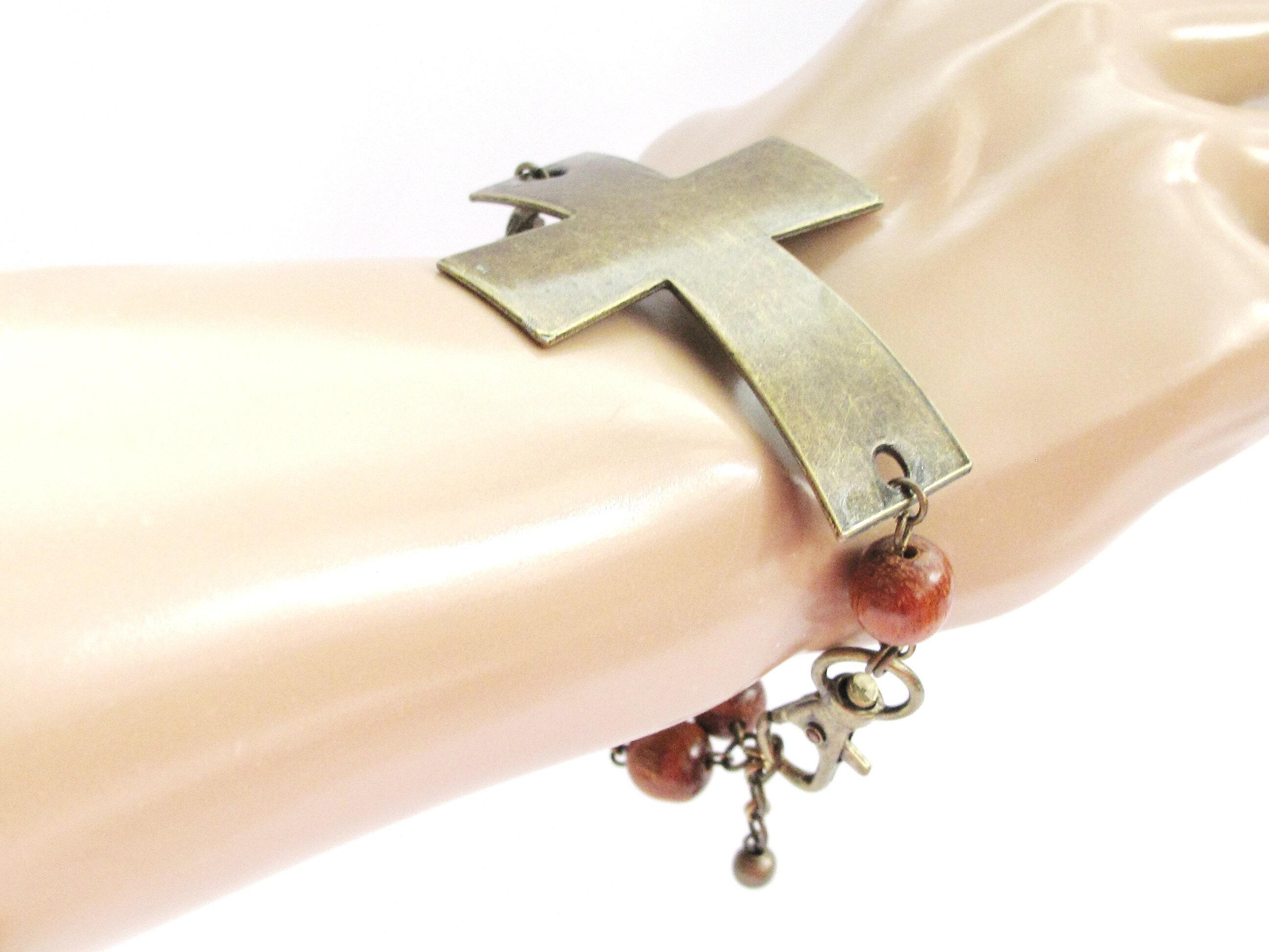 Catholic Agarwood Bracelet With Divine Cross Beads 12mm - Organic
