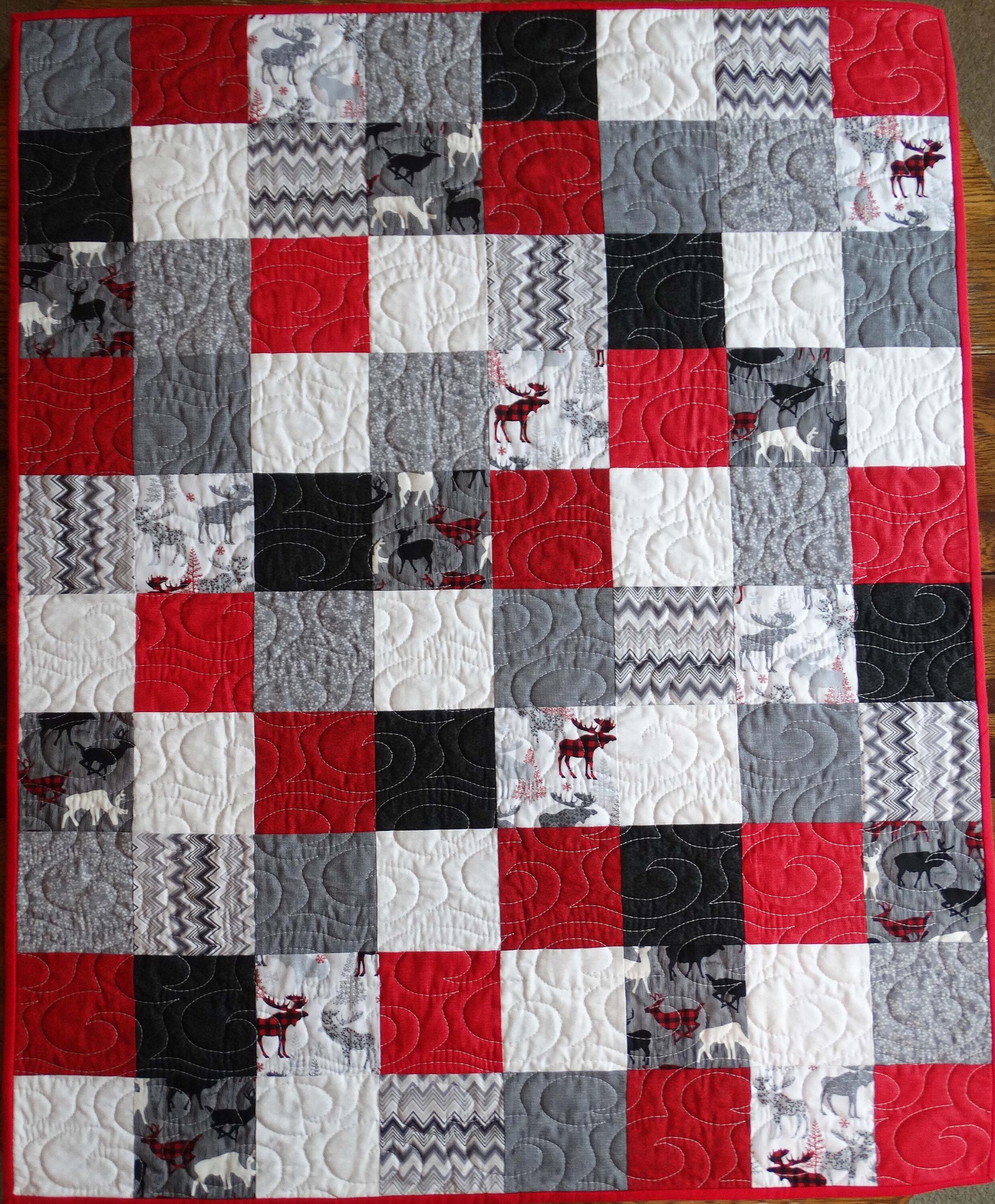 Teal and Grey Baby Quilt Kit - Jaded Spade Creations