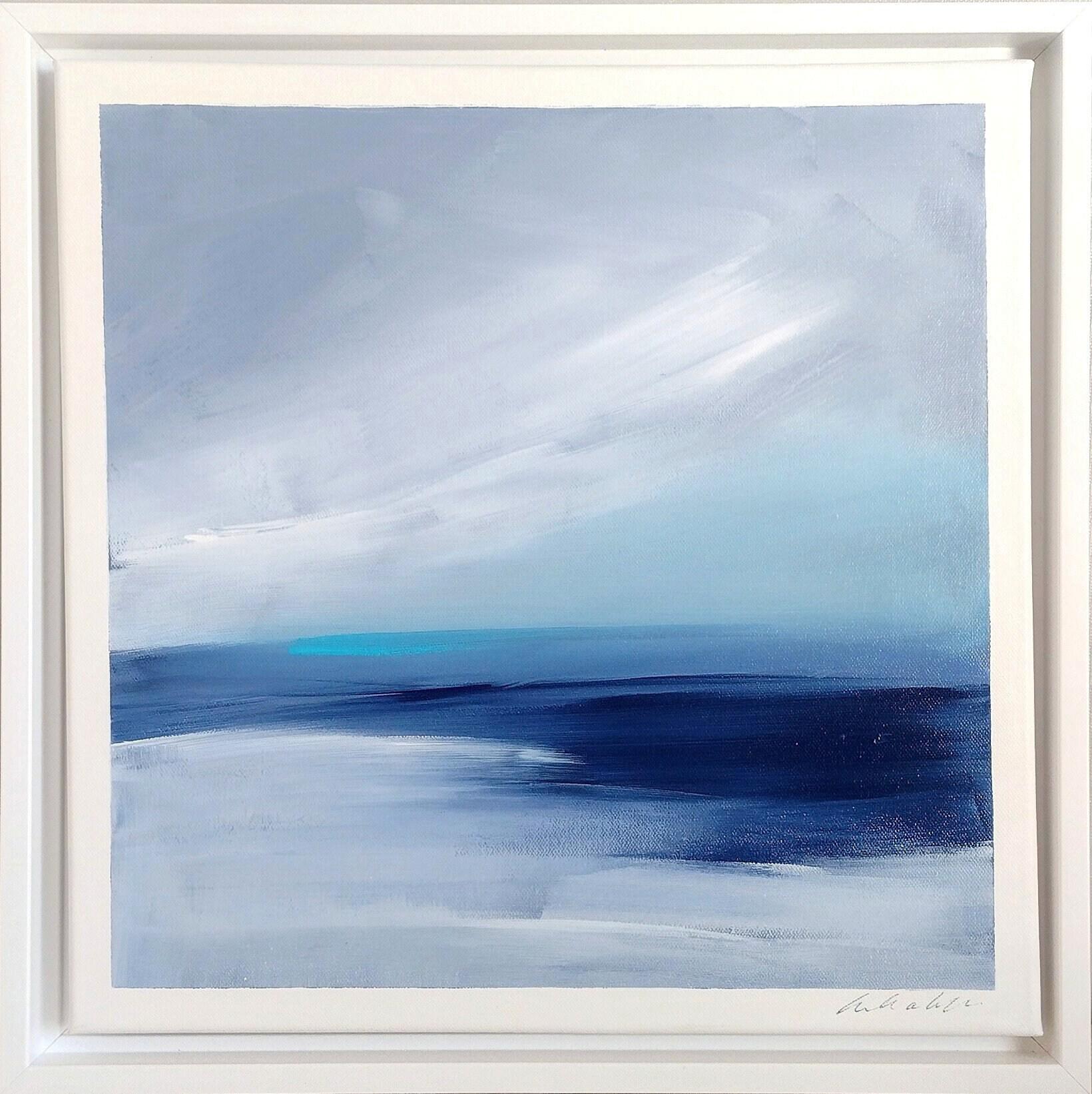 Original Painting of Serene Seascape, Cold Wax Painting 2024 of Seascape