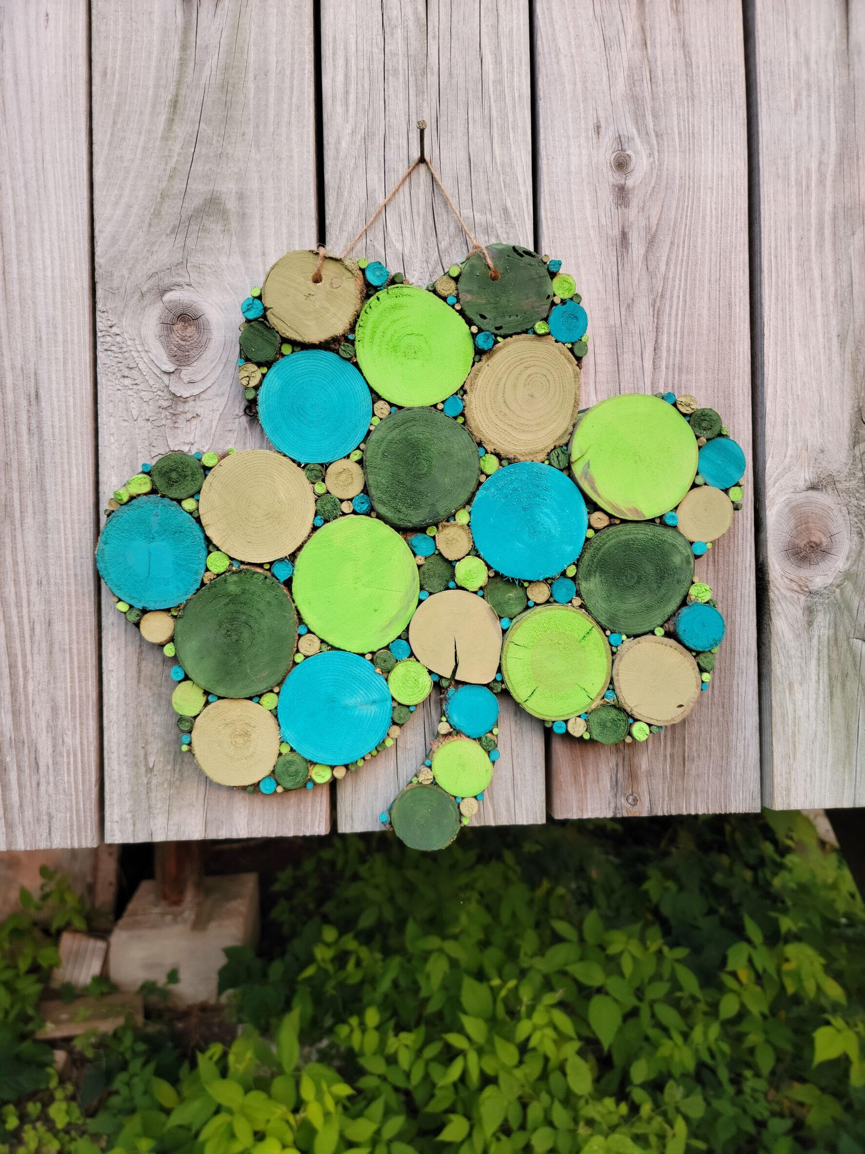 Products Shamrock Wooden Mosaic Wall Art in Multiple Shades of Green