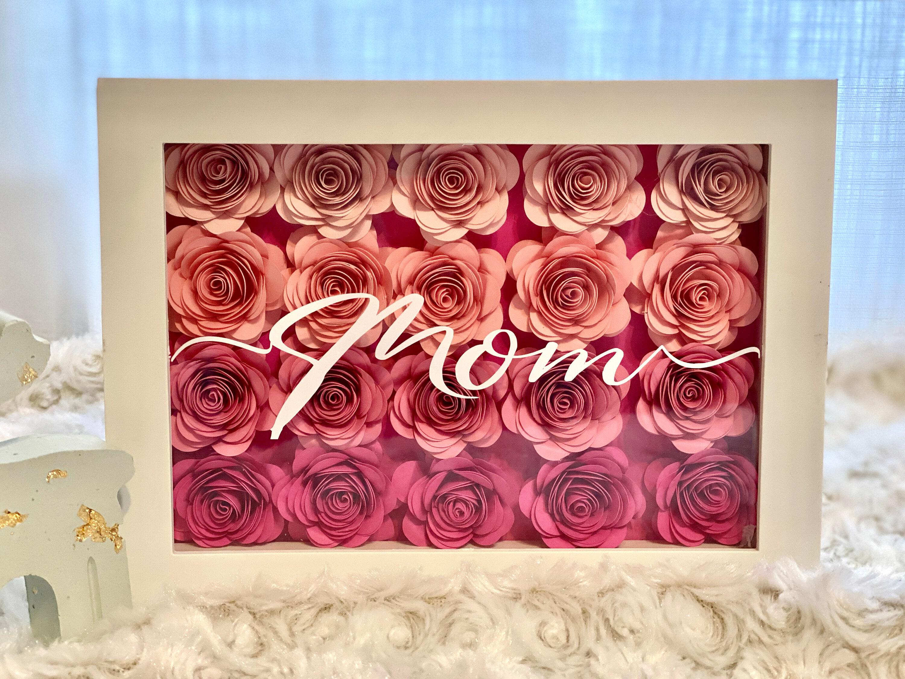 Mother's Day Flowers Shadow Box. Custom Made Gift for Mothers Day