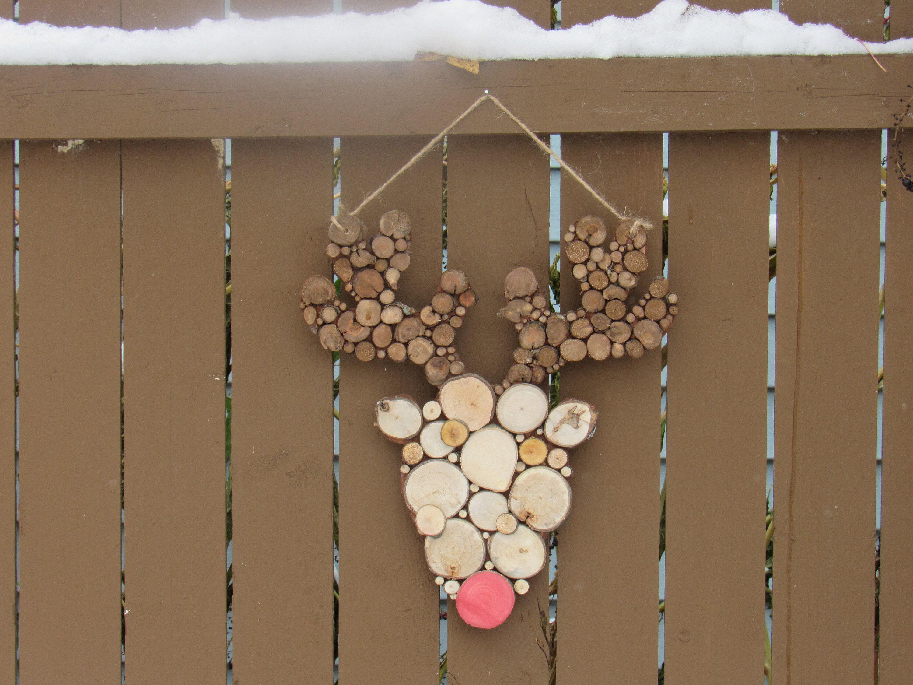 Products :: Reindeer Wooden Mosaic Wall Art with a Birch Wood Backer