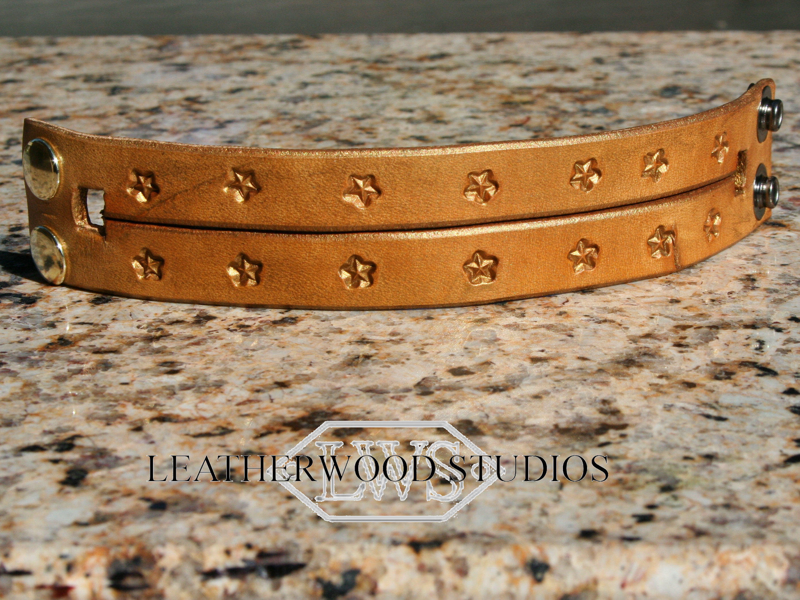 Products :: Metallic Gold Leather Bracelet Cuff Wrist Restraint Slave Wear  with Hand Tooled Design