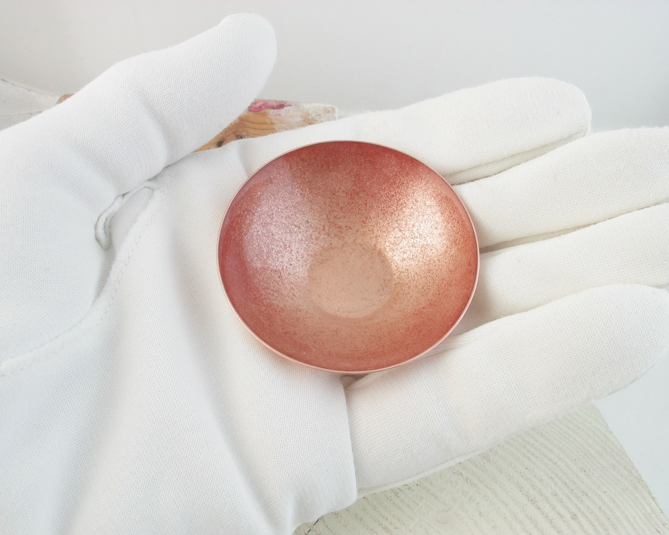 Tiny Copper Enamel Trinket Ring Dish