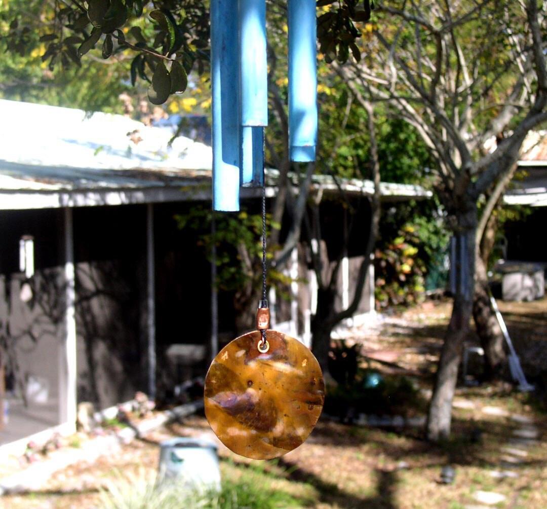 Small retailer Copper Wind Chime with Blue Patina