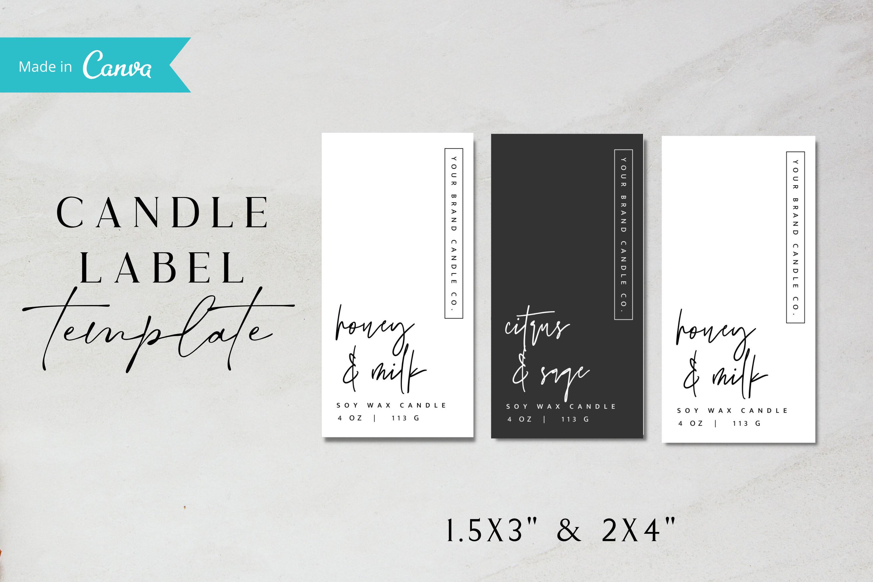 MONOCHROME Candle Label, MODERN Candle Sticker, Thin Candle Label