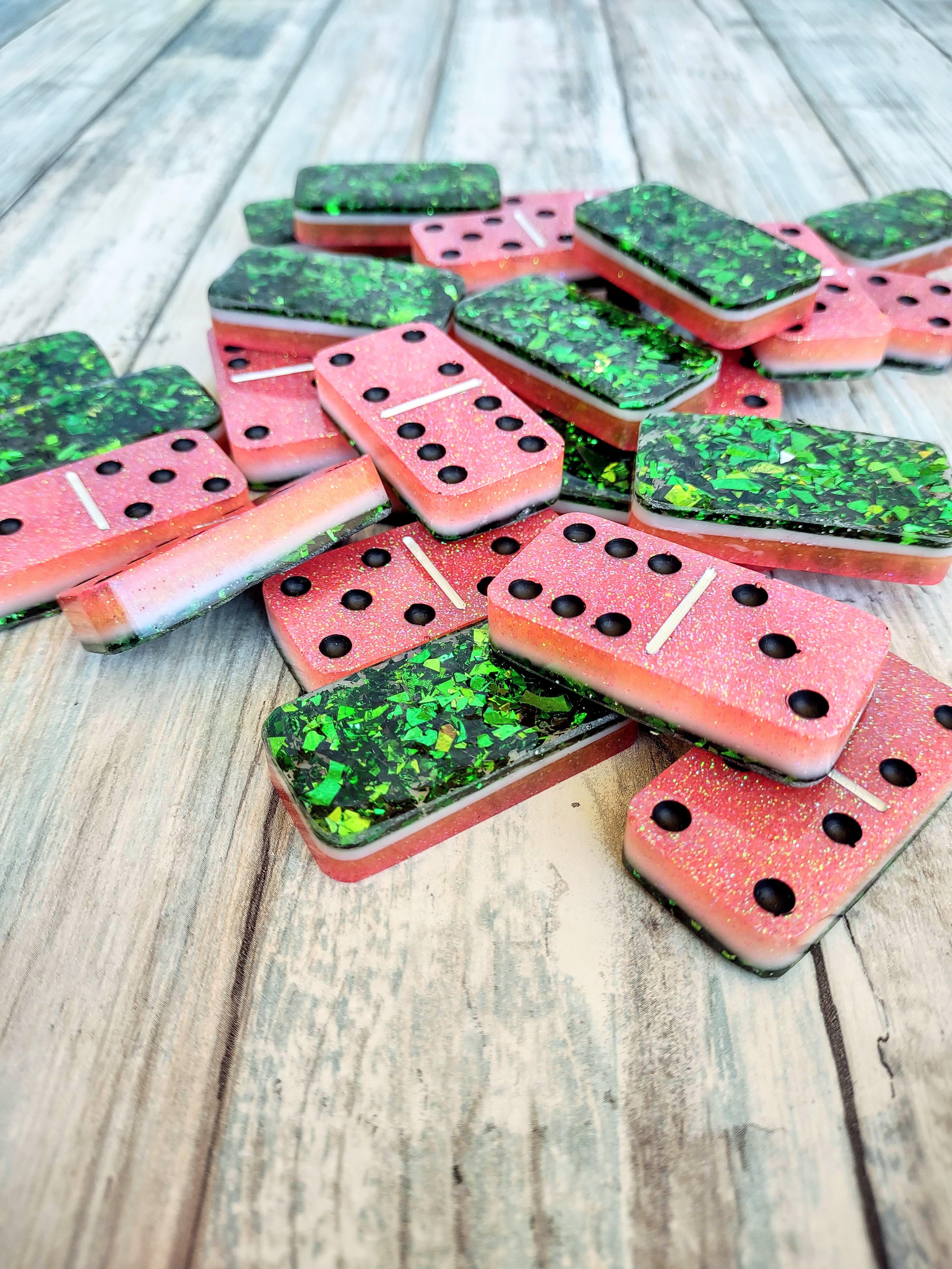 Cheery Blossom Color Sweety Resin Dominoes Set Family Playing Game Handmade good Pink Cherry Resin Doinoes Game For Family Friend Together