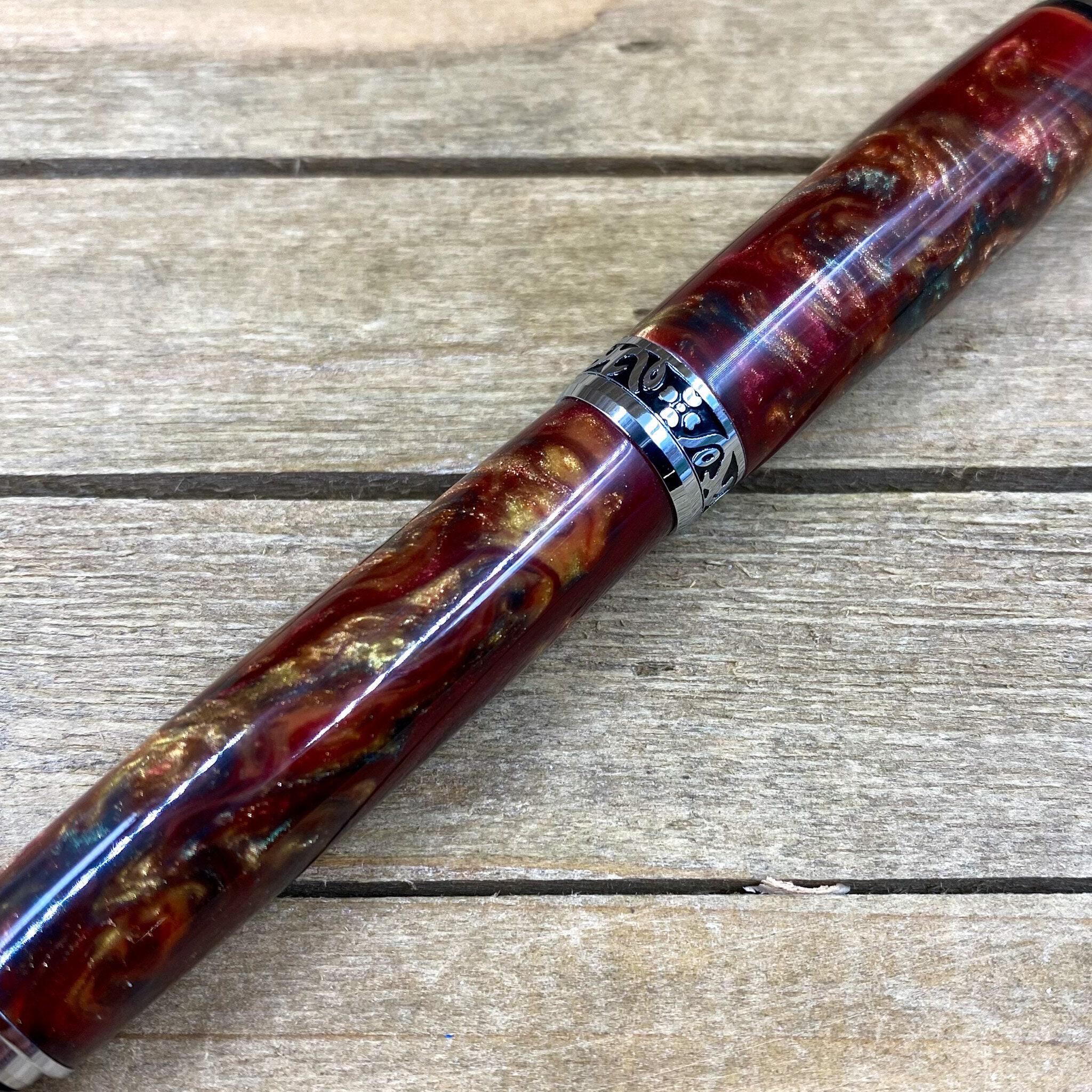 Hybrid Pearl and Red Resin buy and Pinecone Gold Plated Fountain Pen