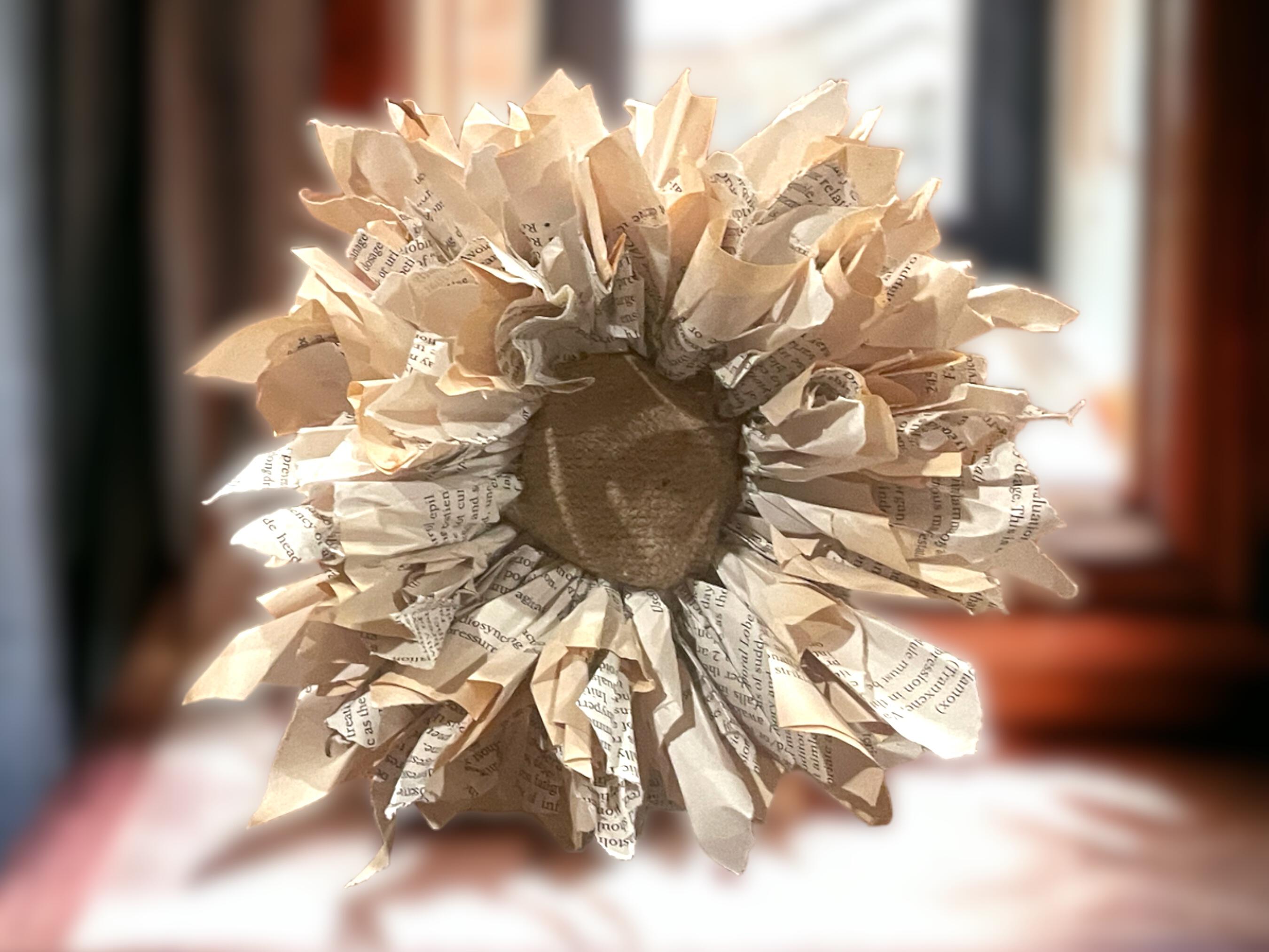 Home & Living :: Home Decor :: Large paper sunflowers primitive rustic  French country for decor or weddings set of two