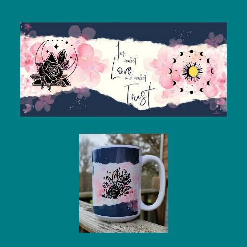This is a digital download and printable mug design for 11oz and 15oz  coffee mugs. In a mug wrap template of witchcraft elements and quotes.