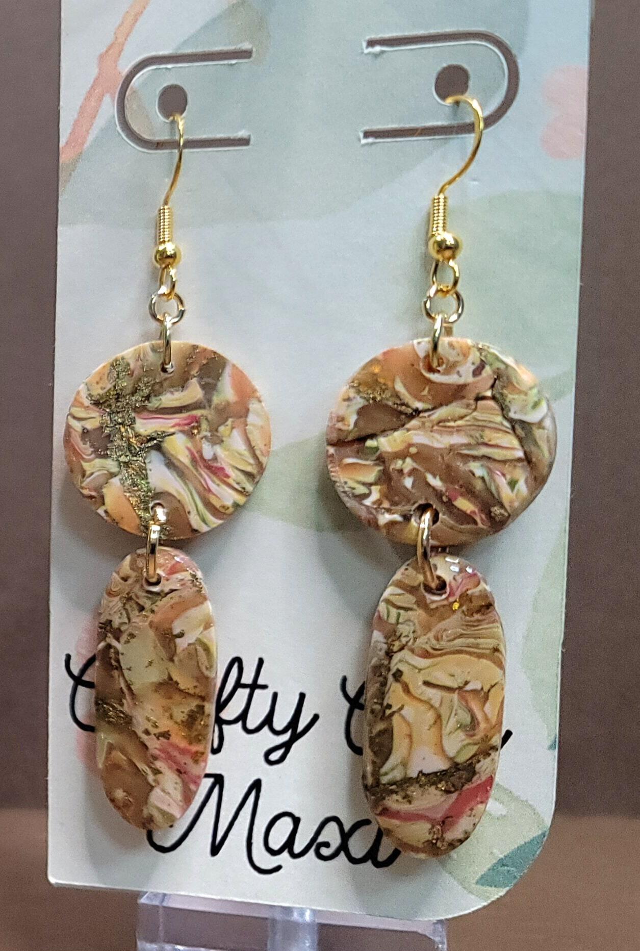 Bold clay earrings in a marble polymer clay. A little boldness in