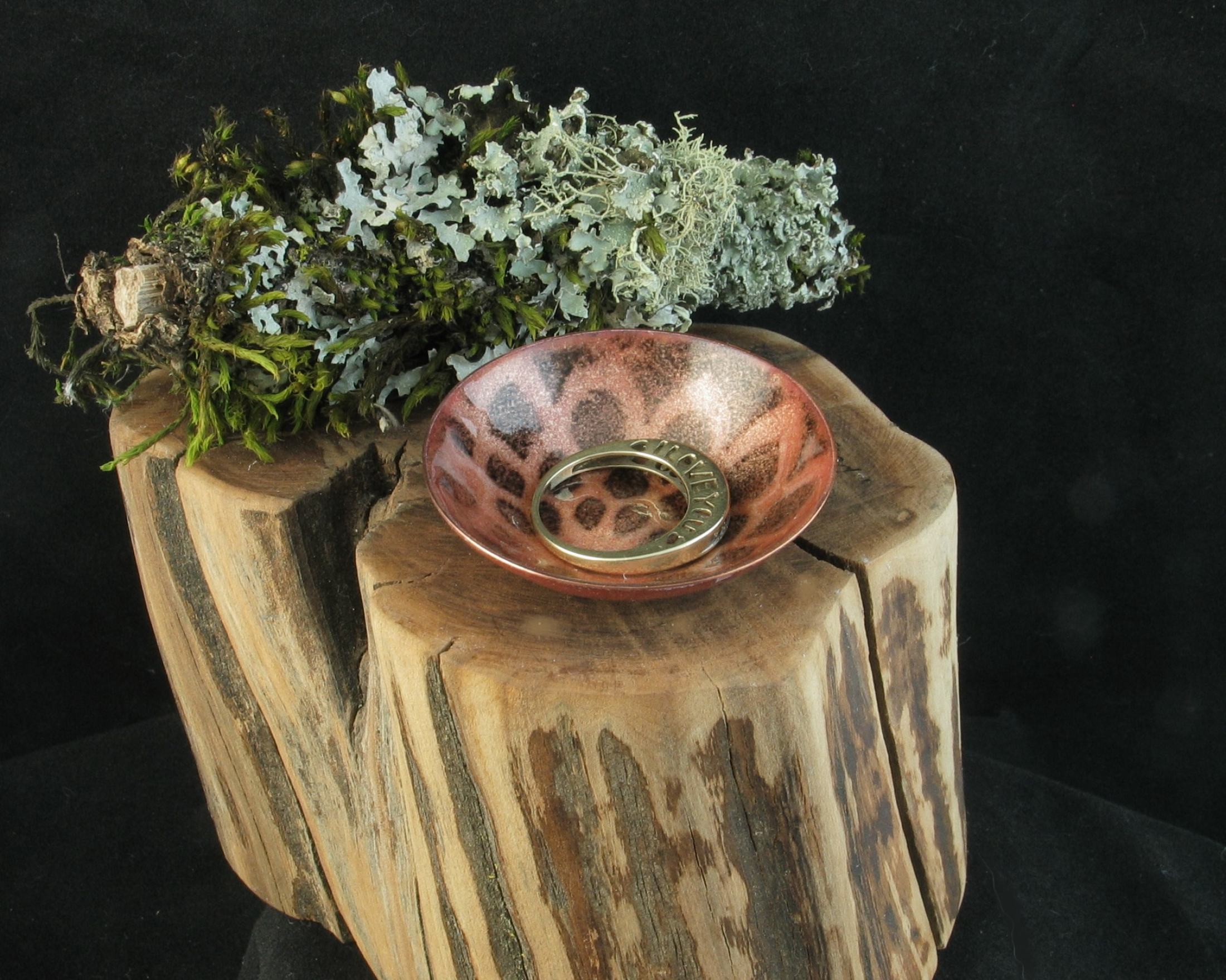 Tiny Enameled Copper Art Nouveau Bowl for a Treasure or Keepsake