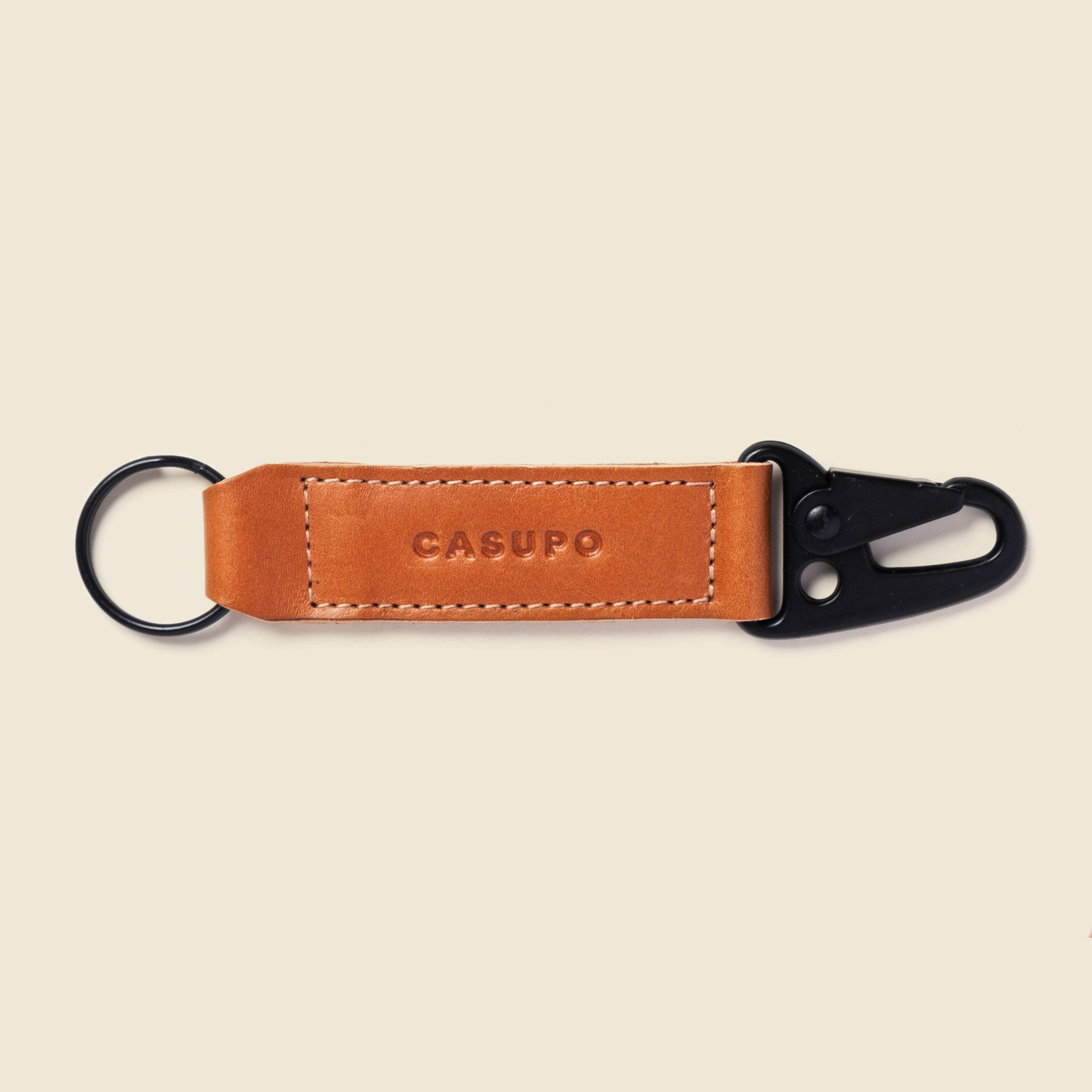 Belt Snap Keychain - Natural & Tan Leather, Personalized Leather Key Chain, Father's Day Gift, Dad Gift, Gift For Dad