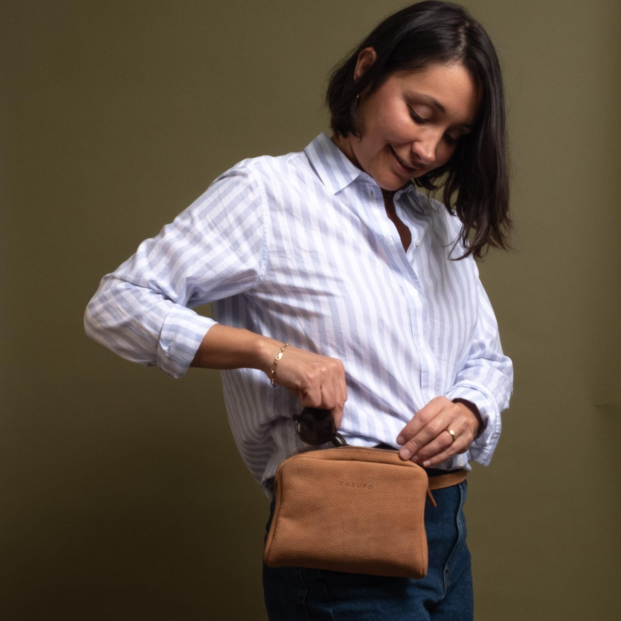 Bags, Brown Checkered Bum Bag Fanny Pack