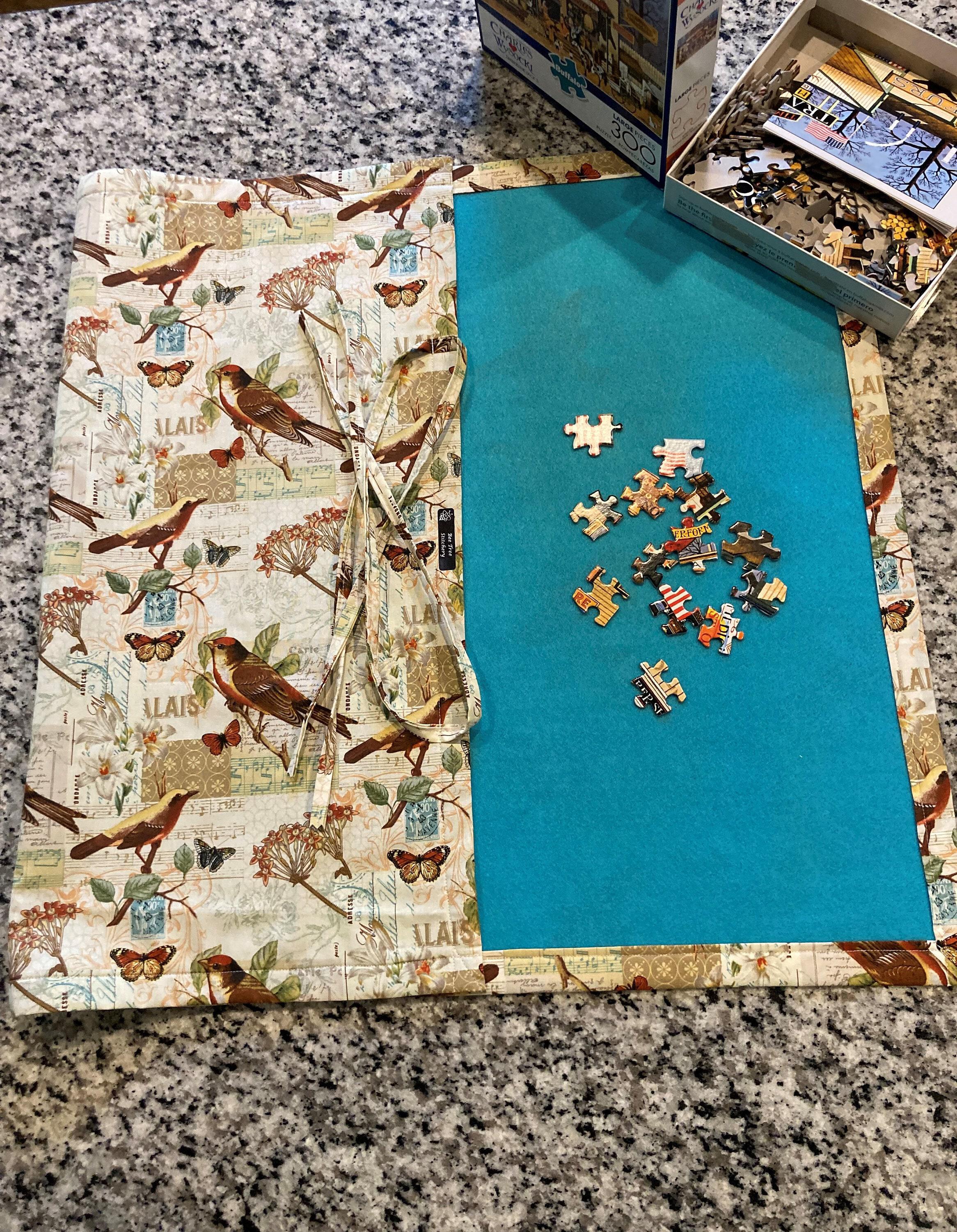 Fun & Games :: Games & Puzzles :: Puzzles :: Adult Puzzles :: Birds,  butterflies, music notes, Jigsaw Puzzle mat, beading mat, cream color felt  (turquoise is sold out), handmade