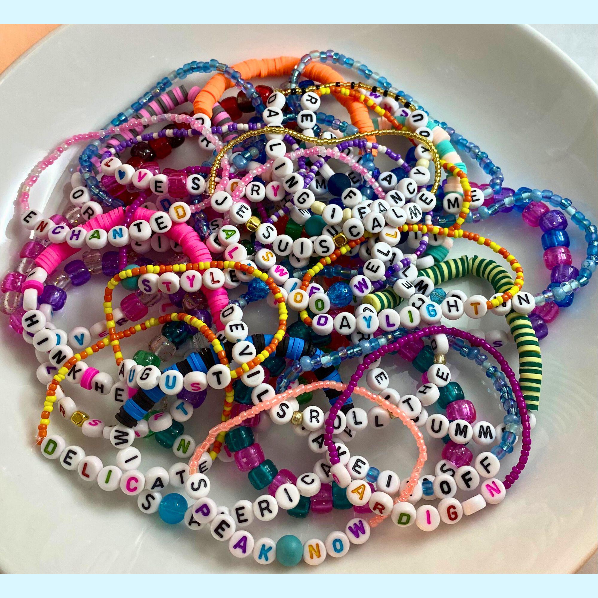 Taylor Swift Eras Tour Friendship Bracelets  Taylor swift birthday party  ideas, Clay beads, Taylor swift concert