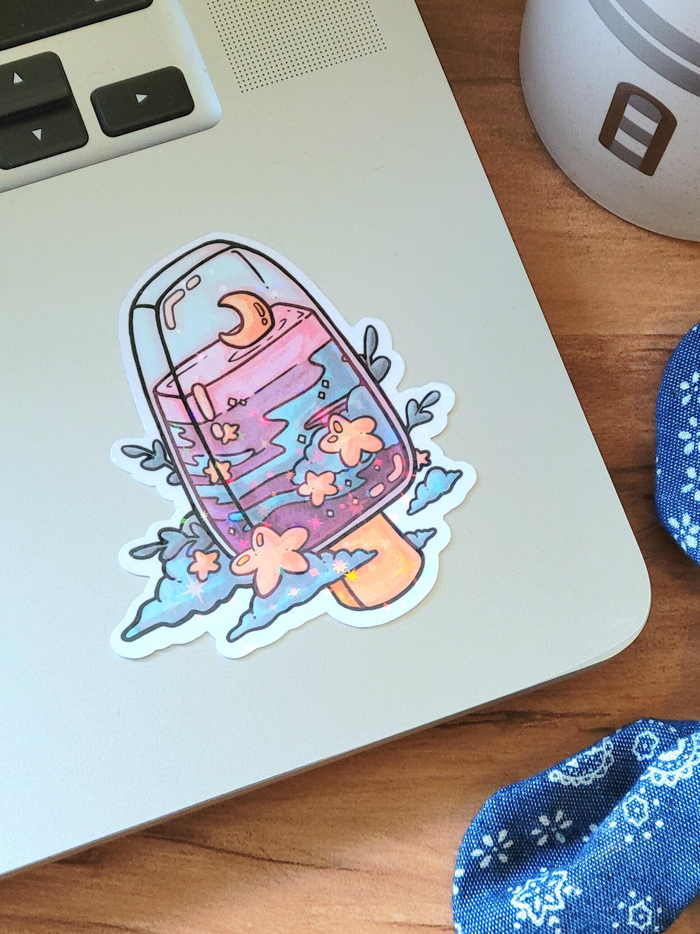 Home & Living :: Decals & Stickers :: Stickers :: Ice Pop Space Sticker -  Holographic or Clear Laminate, Laptop Water Bottle Water Resistant Sticker,  Aesthetic Glossy Vinyl Food Sticker
