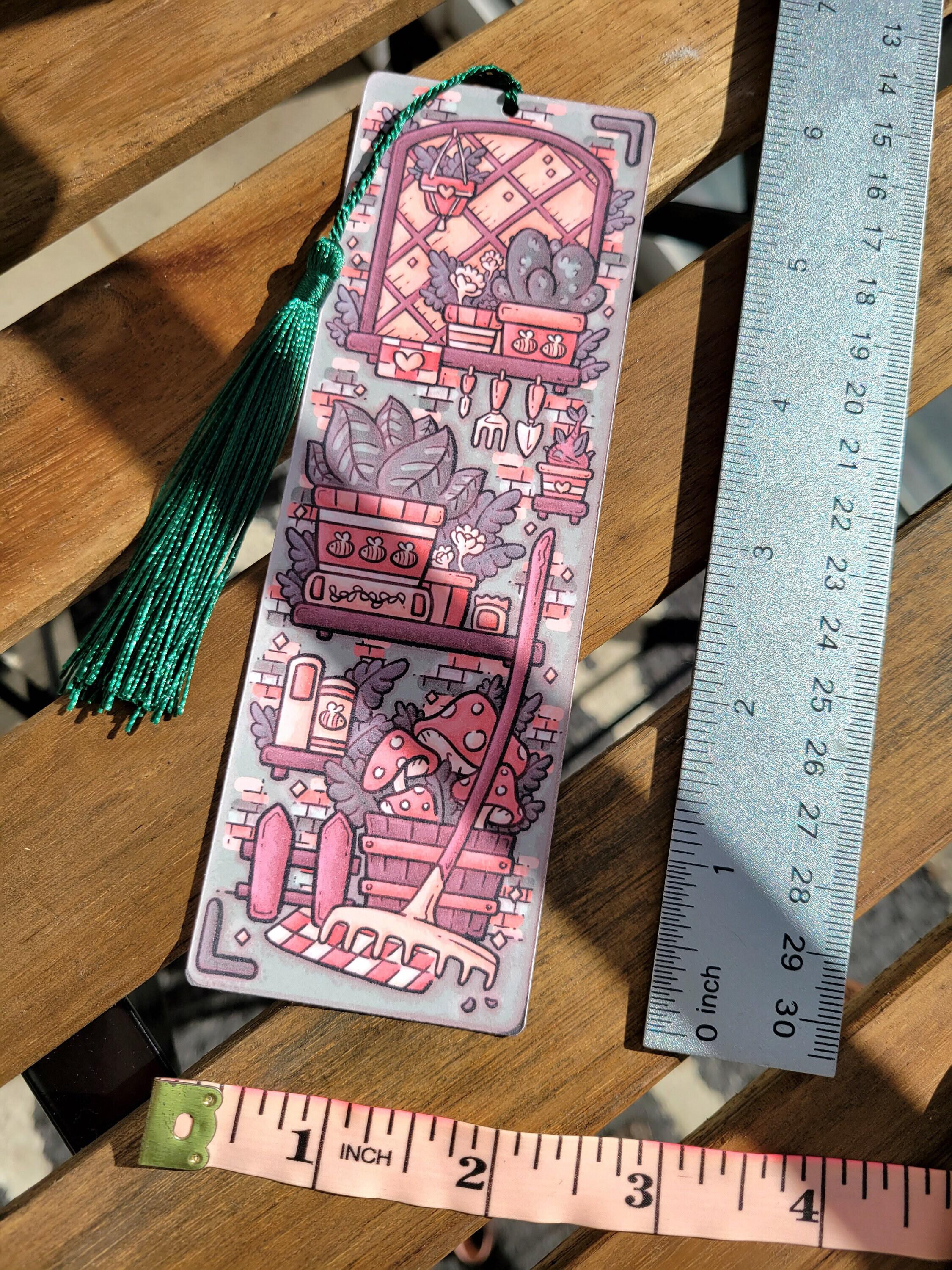 Pink Bookmark With Tassel, Double-Sided Paper Bookmark 1.8 x 5.65 inches,  1 millimetre thick