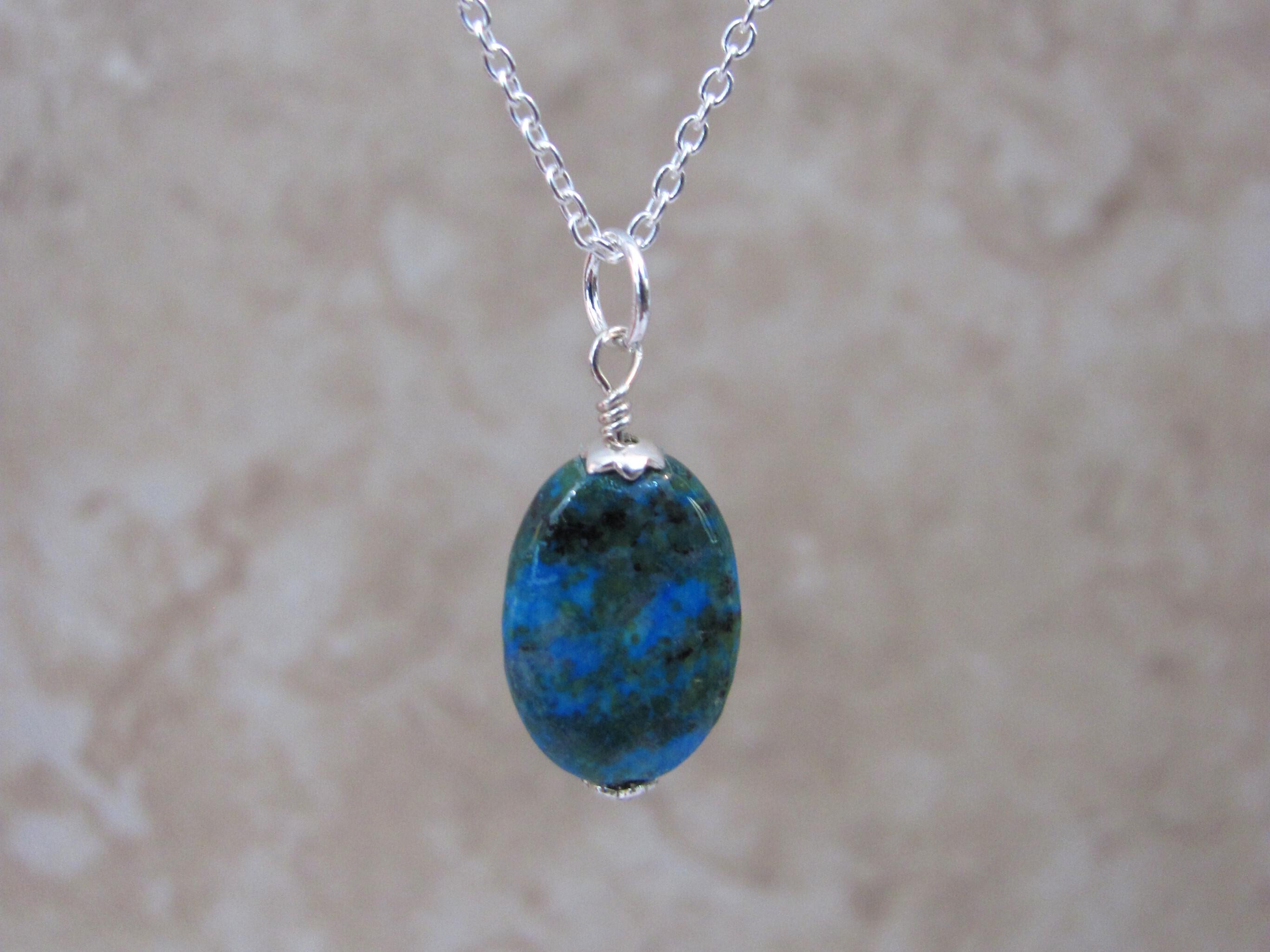 Chrysocolla Necklace in Sterling Silver
