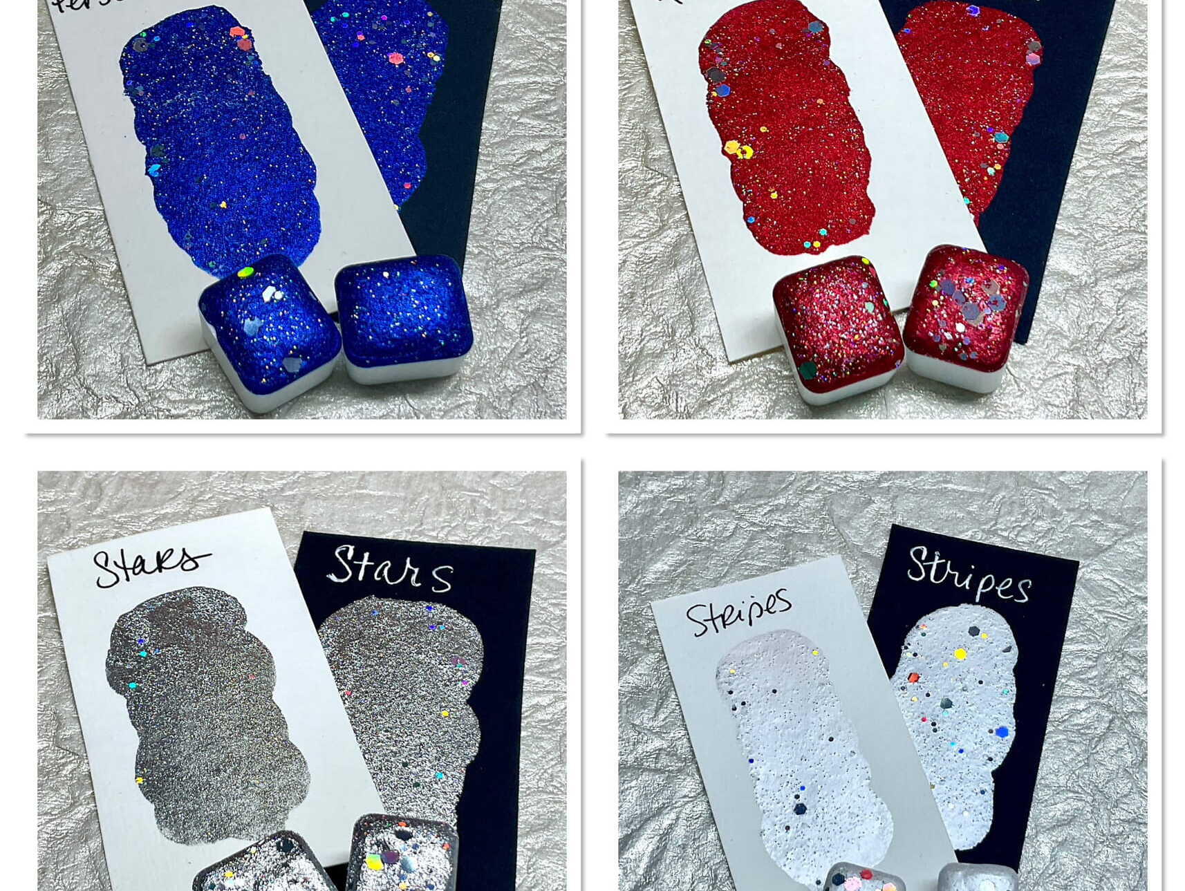 Star Spangled Collection~Handmade metallic-shimmer watercolor