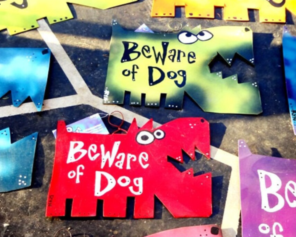 Home & Living Home Decor Signs Beware of Dog Signs Metal Dog
