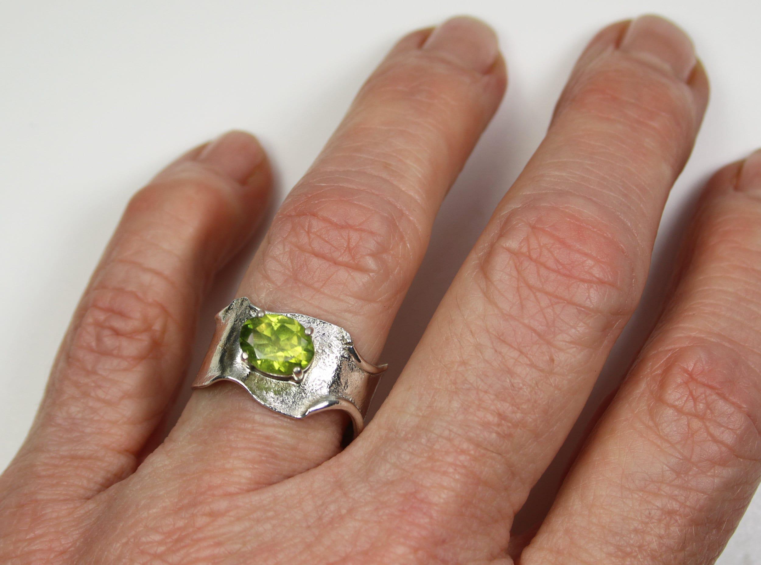 Unique One popular Of a Kind Sterling Silver and Peridot Ring