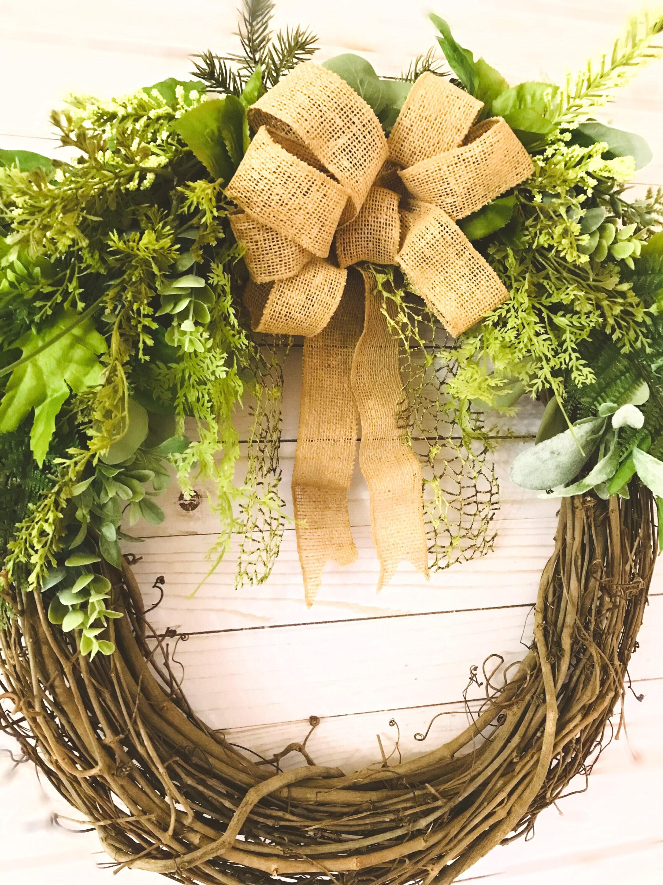 Welcome Wreaths Front Door  Burlap Everyday Year Round Front Door Wreath