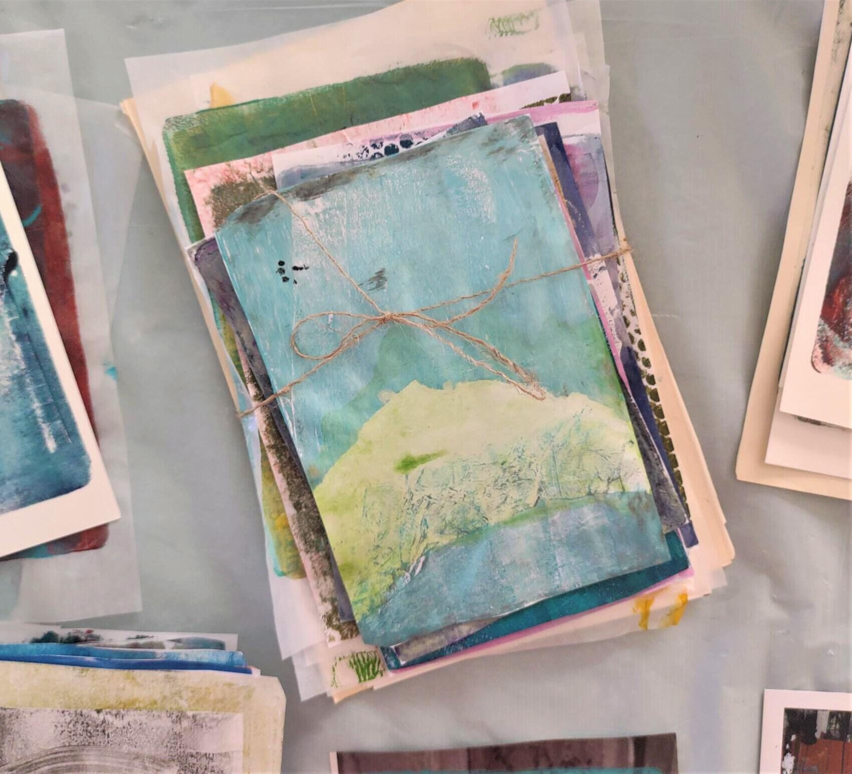 Mixed Media Handpainted paper; Collage and Art Journal Kit