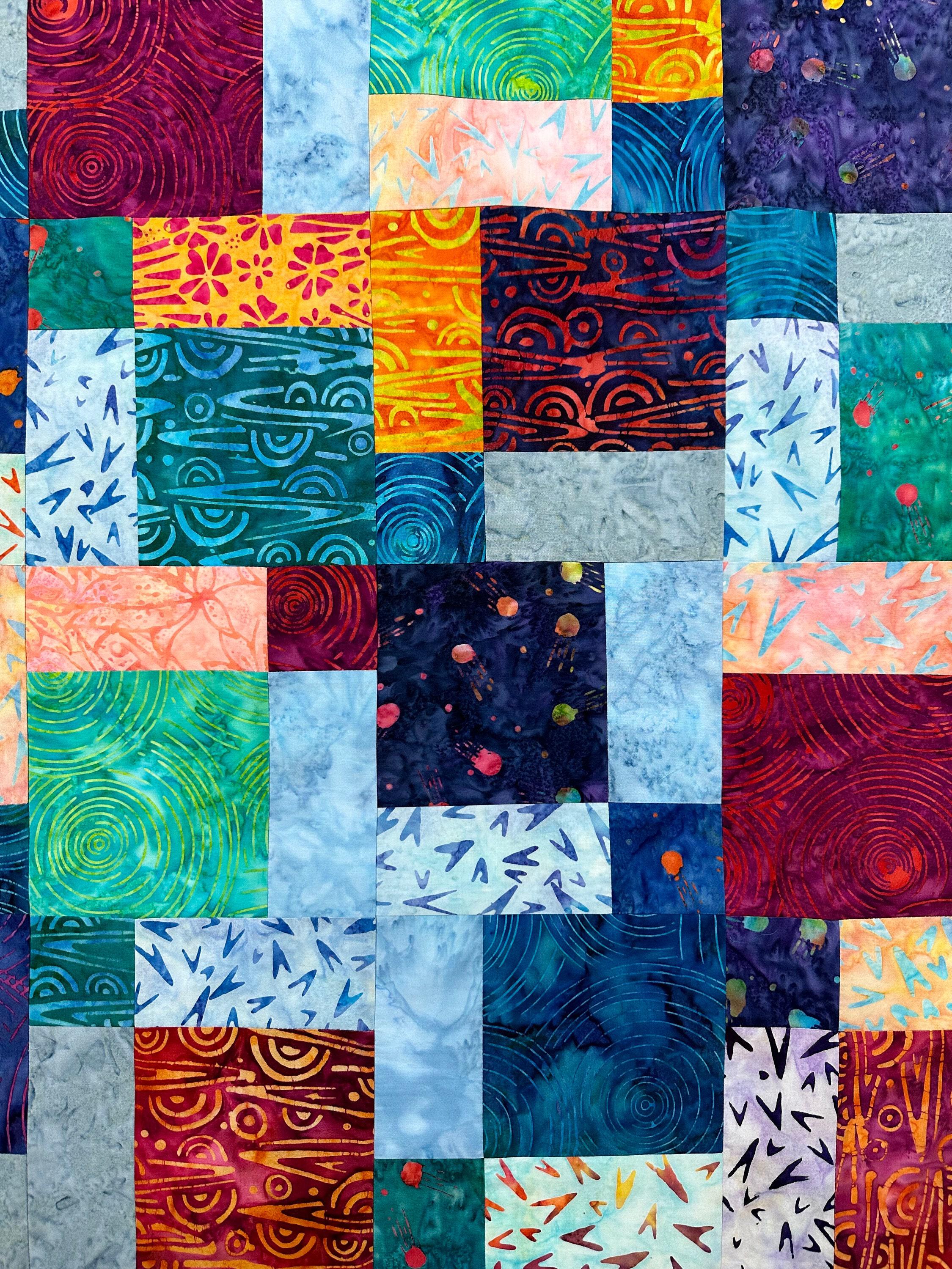 Products Handmade UNFINISHED Batik Quilt Top, 33" x 46", MultiColor