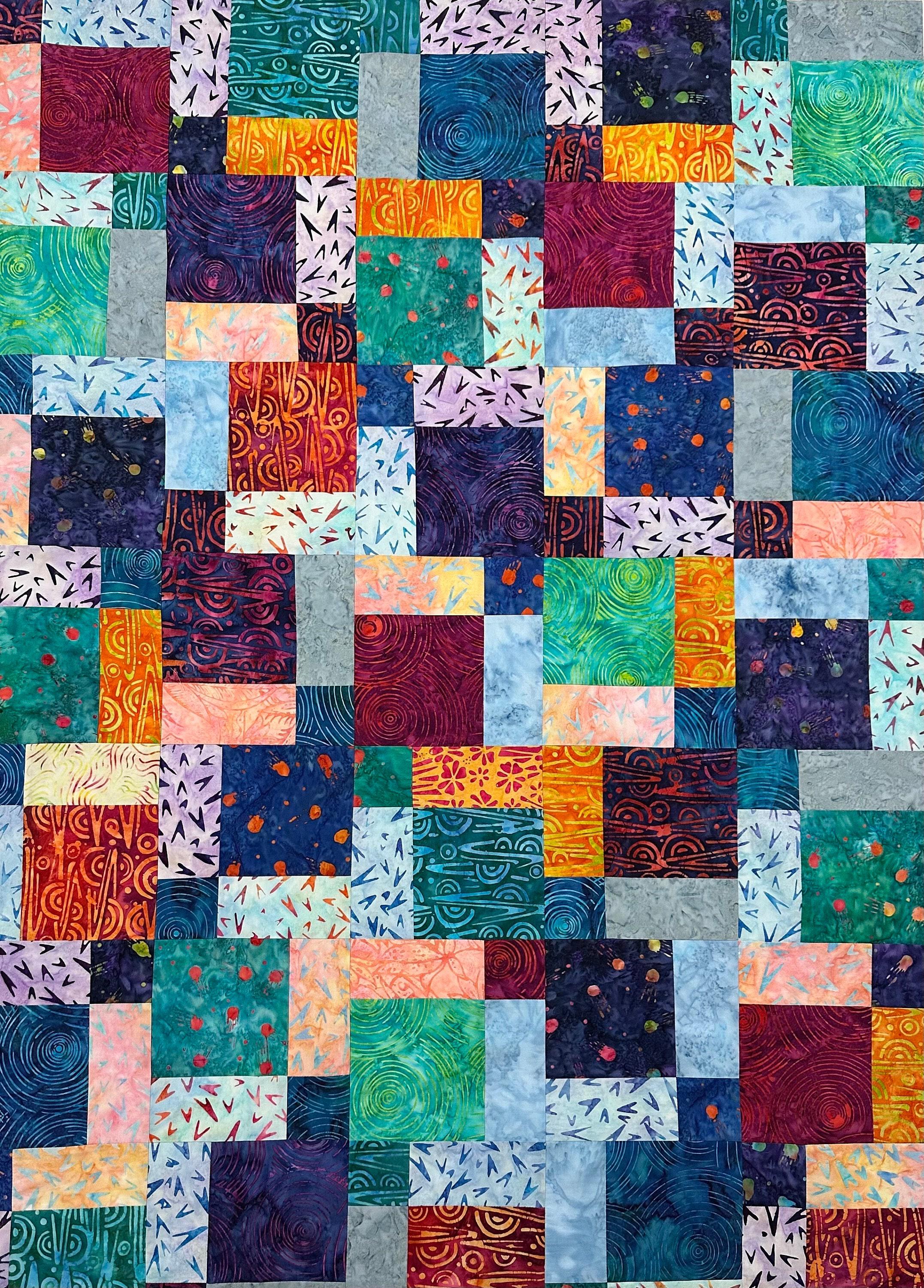 Products Handmade UNFINISHED Batik Quilt Top, 33" x 46", MultiColor