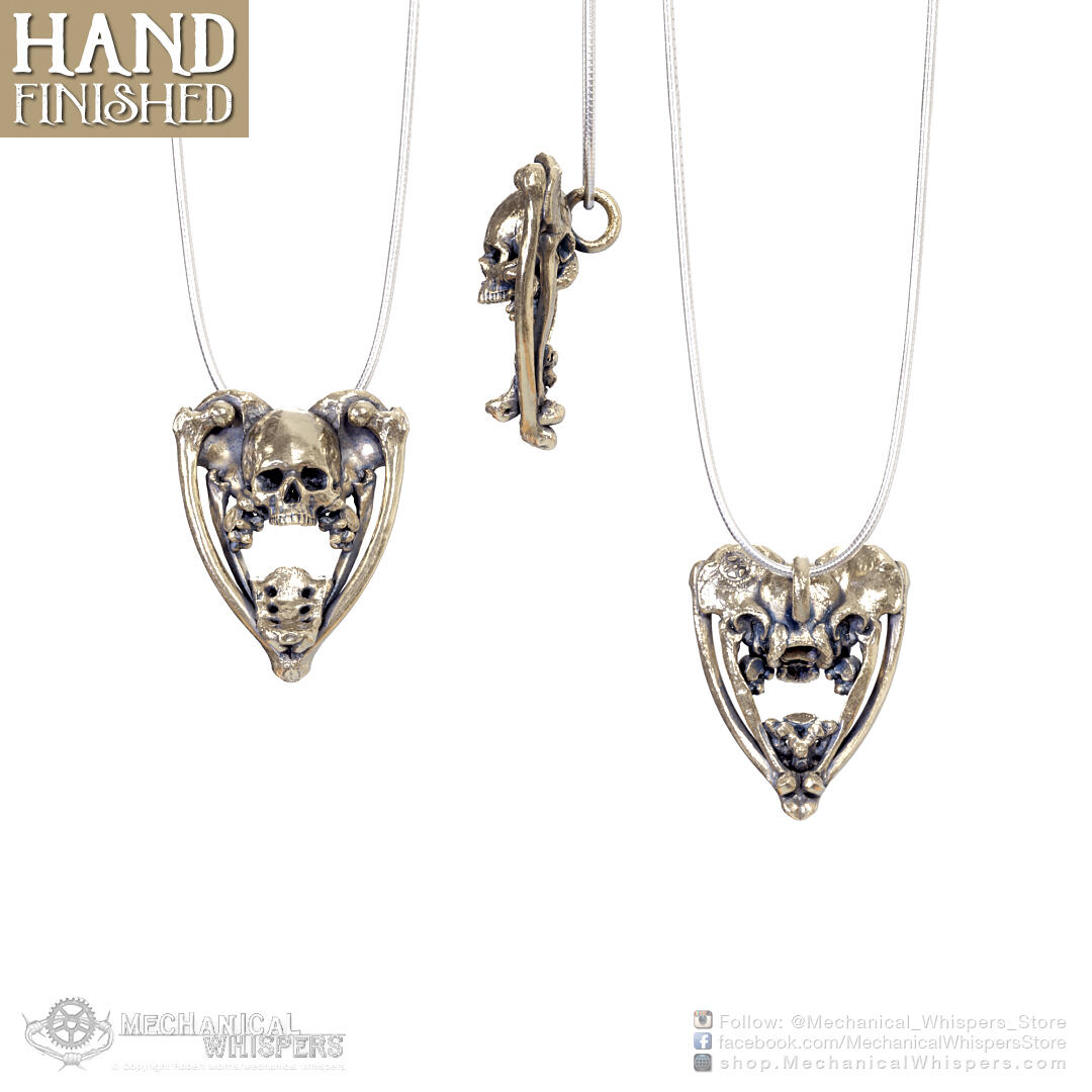 Jewelry :: Necklaces :: Skull Planchette Pendant, Hand Polished