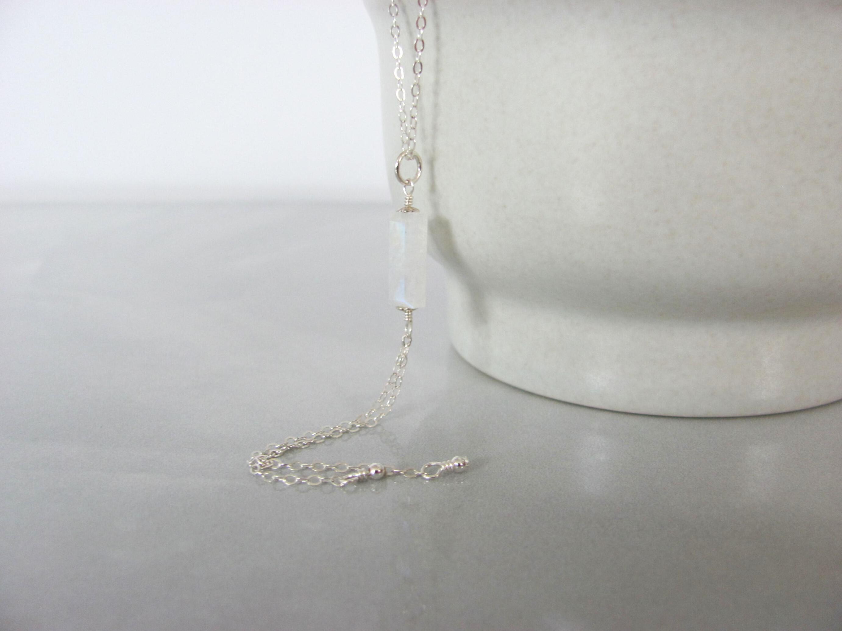 Sterling Silver Moonstone Lariat Y Necklace