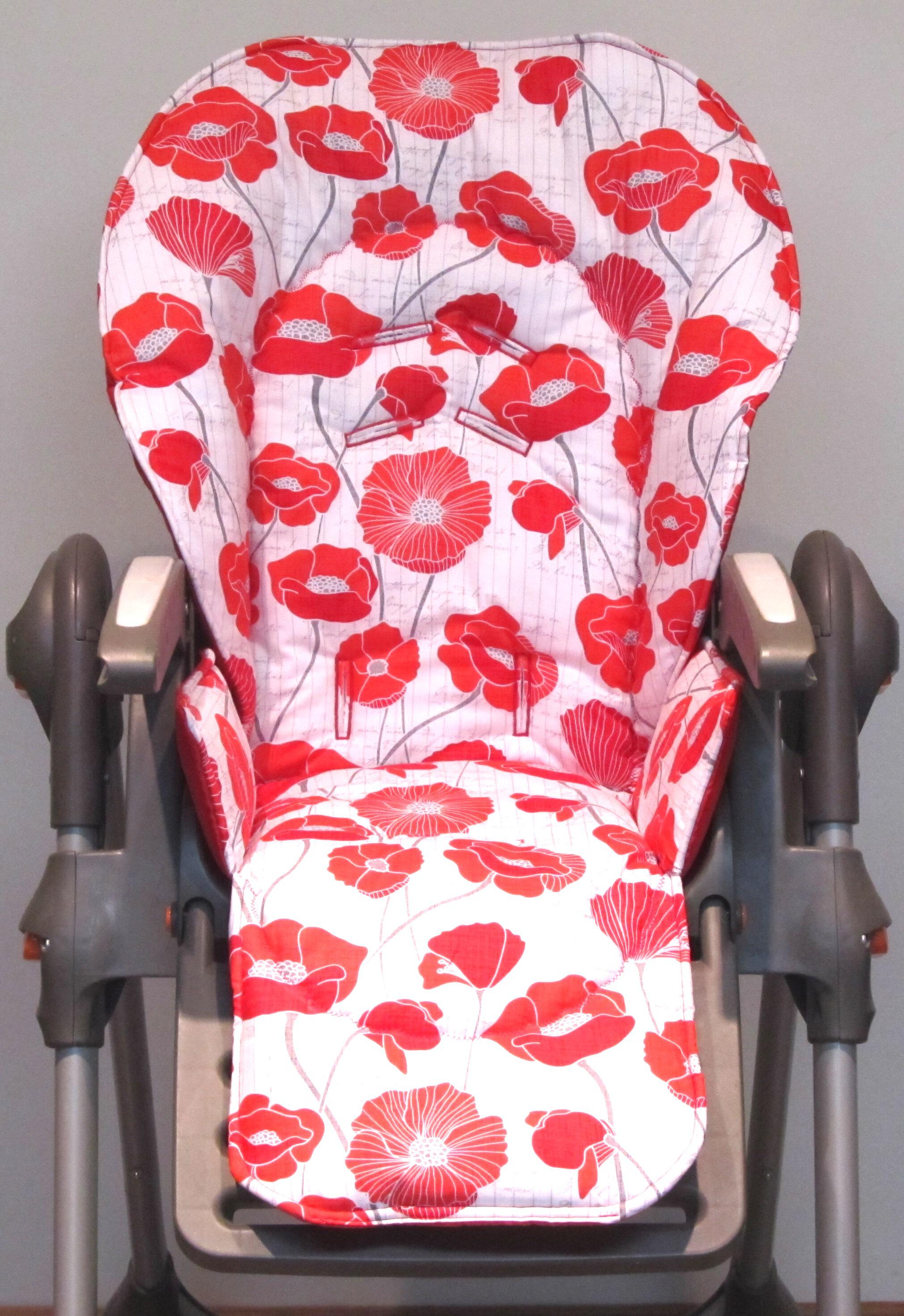 french red poppies custom Polly and duodiner DLX 6-in-1 high chair replacement padded cover