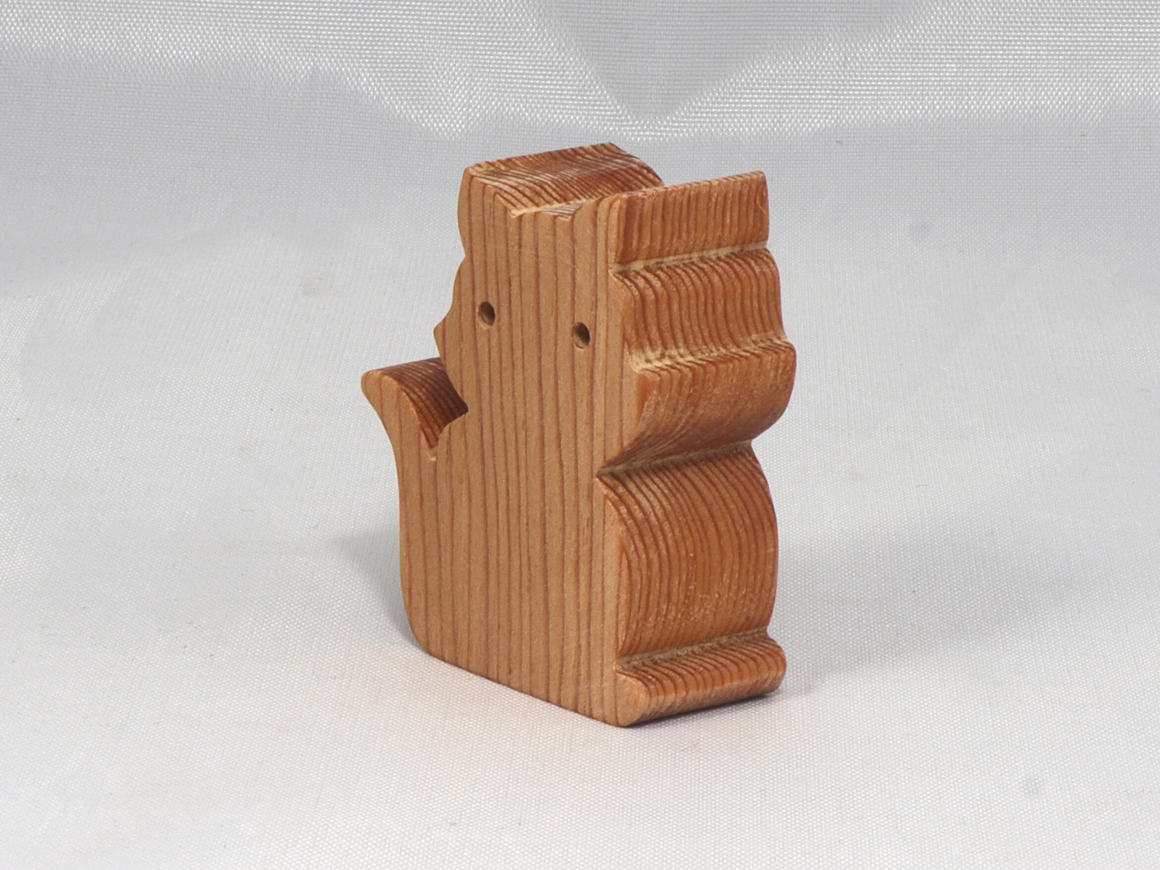 Handmade wood toy kitten cutout made from unfinished wood. It is sanded and ready to paint. It is a freestanding and excellent pretend toy that can also be used for crafts.